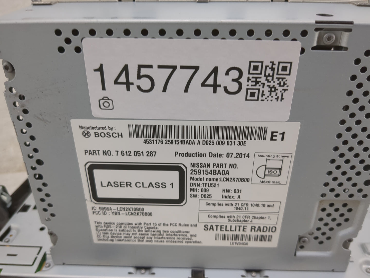 2014-2016 Nissan Rogue Radio AM FM Cd Player Receiver Replacement P/N:259154BA0A 7 612 051 287 Fits Fits 2014 2015 2016 OEM 