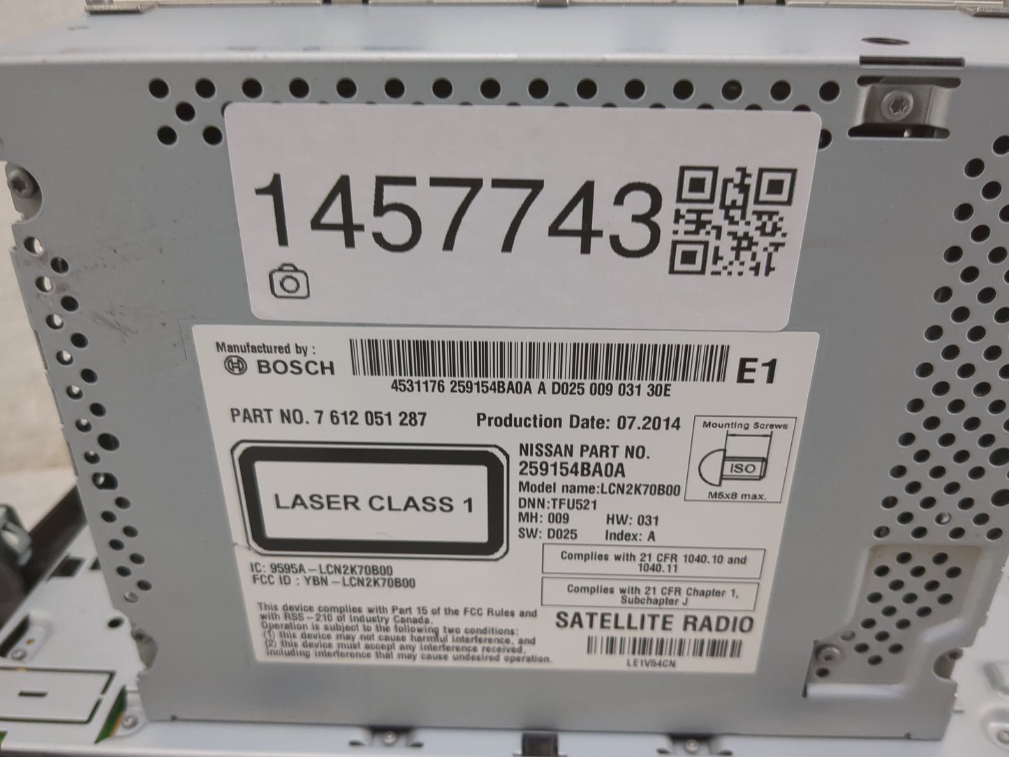 2014-2016 Nissan Rogue Radio AM FM Cd Player Receiver Replacement P/N:259154BA0A 7 612 051 287 Fits Fits 2014 2015 2016 OEM 