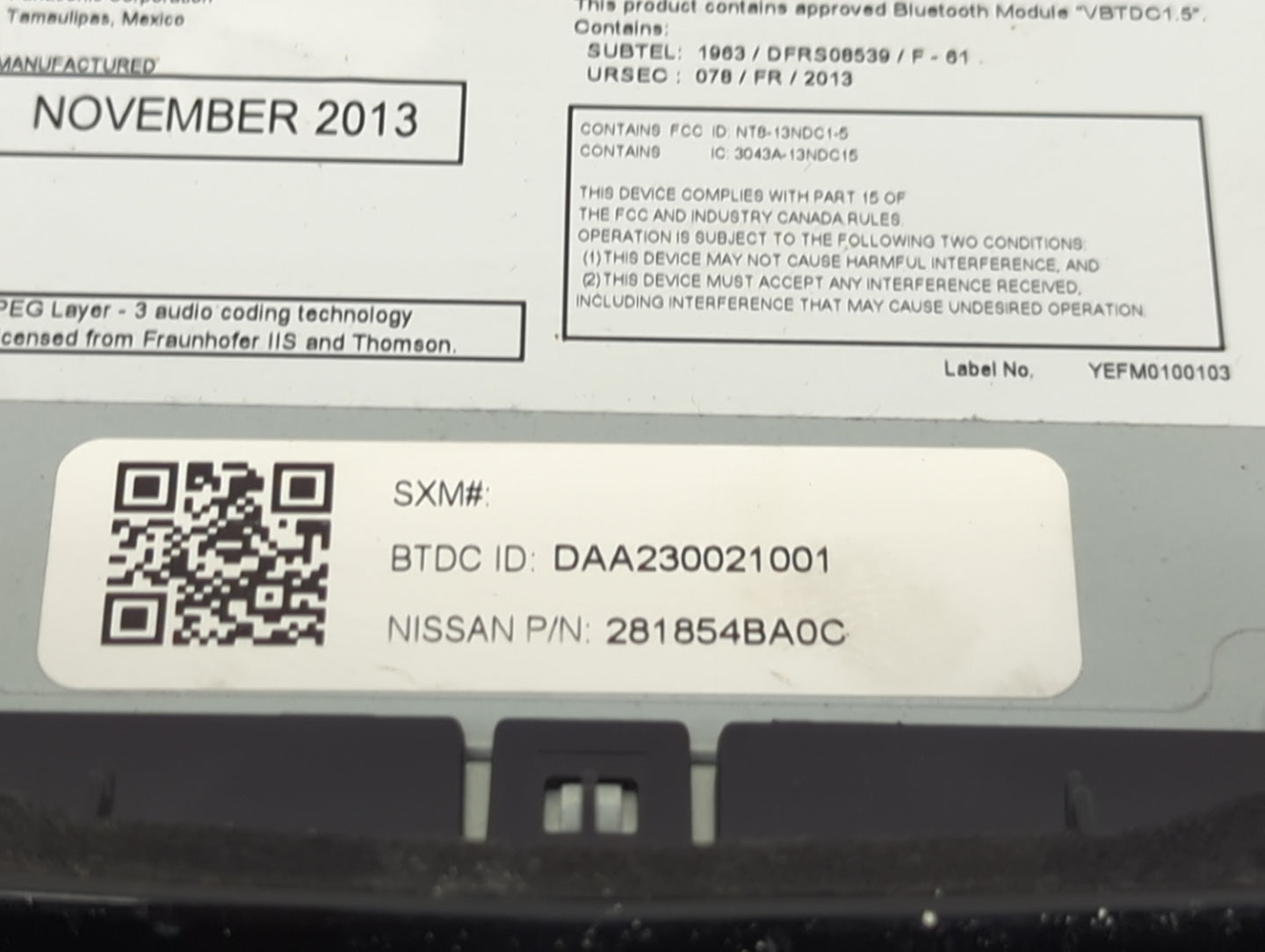 2014-2016 Nissan Rogue Radio AM FM Cd Player Receiver Replacement P/N:281854BA0C DAA230021001 Fits Fits 2014 2015 2016 OEM U