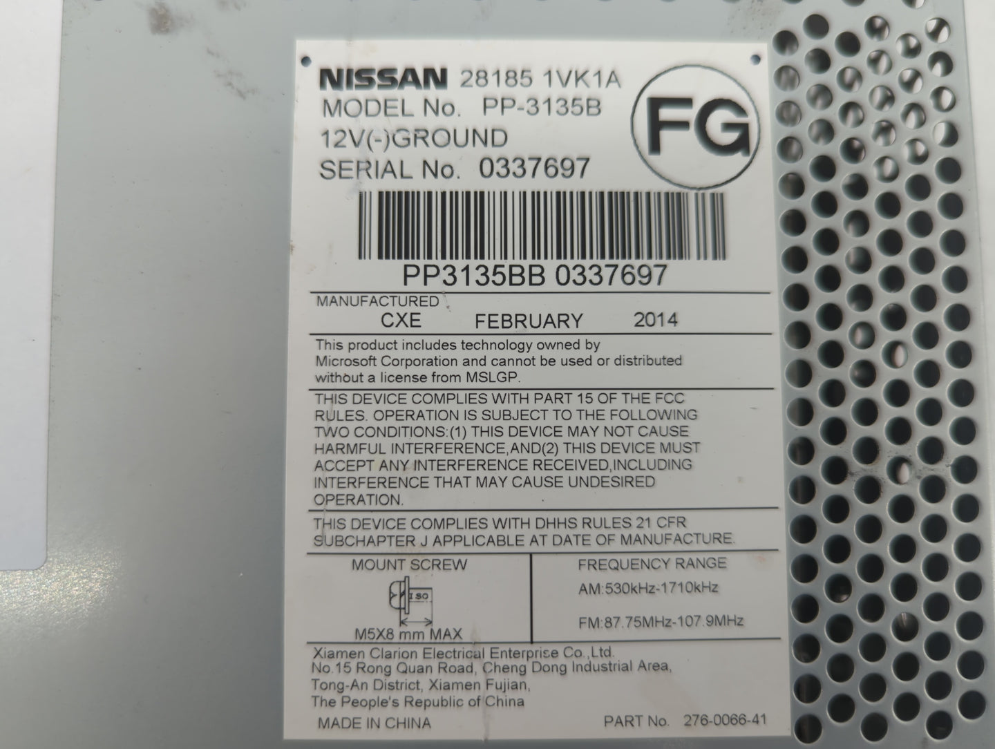 2011-2015 Nissan Rogue Am Fm Cd Player Radio Receiver - Oemusedautoparts1.com