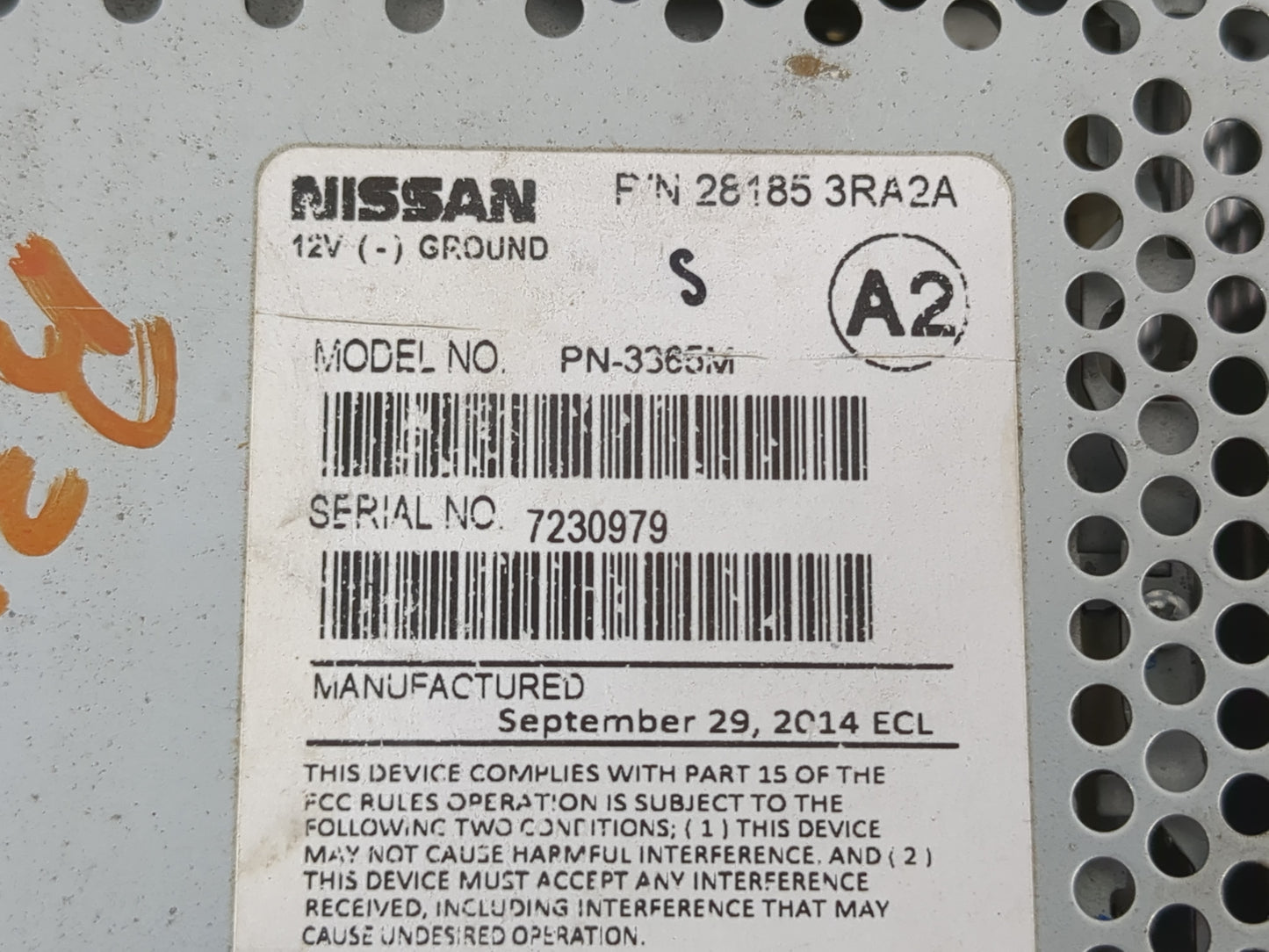 2013-2014 Nissan Sentra Radio AM FM Cd Player Receiver Replacement P/N:28185 3RA2A Fits Fits 2013 2014 OEM Used Auto Parts -