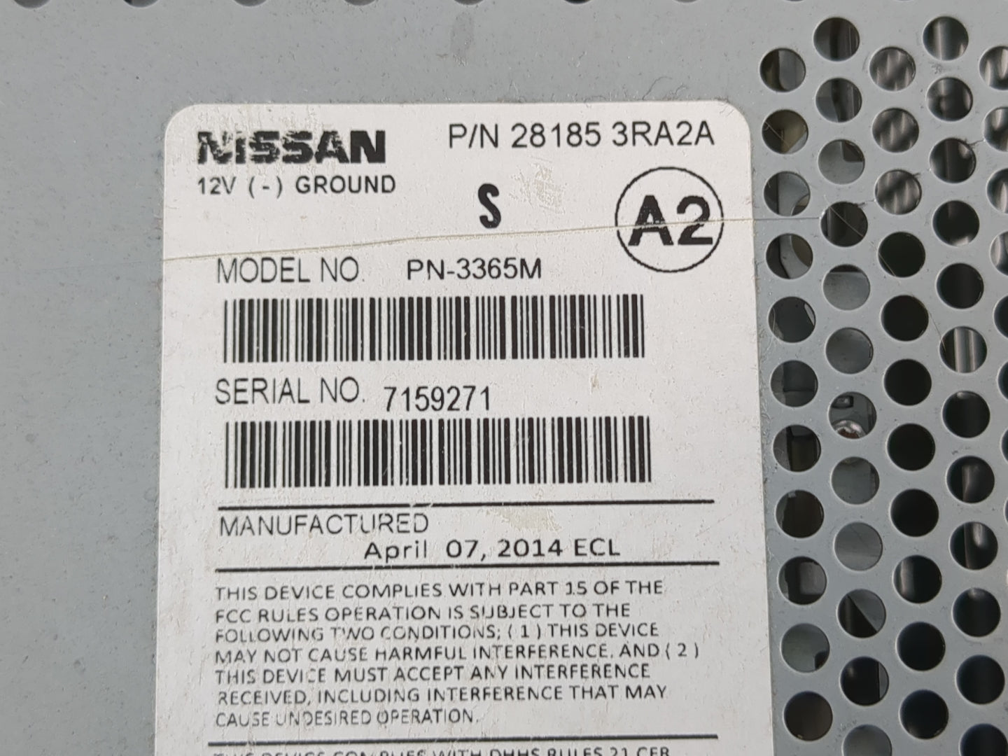 2013-2014 Nissan Sentra Radio AM FM Cd Player Receiver Replacement P/N:28185 3RA2A Fits Fits 2013 2014 OEM Used Auto Parts -