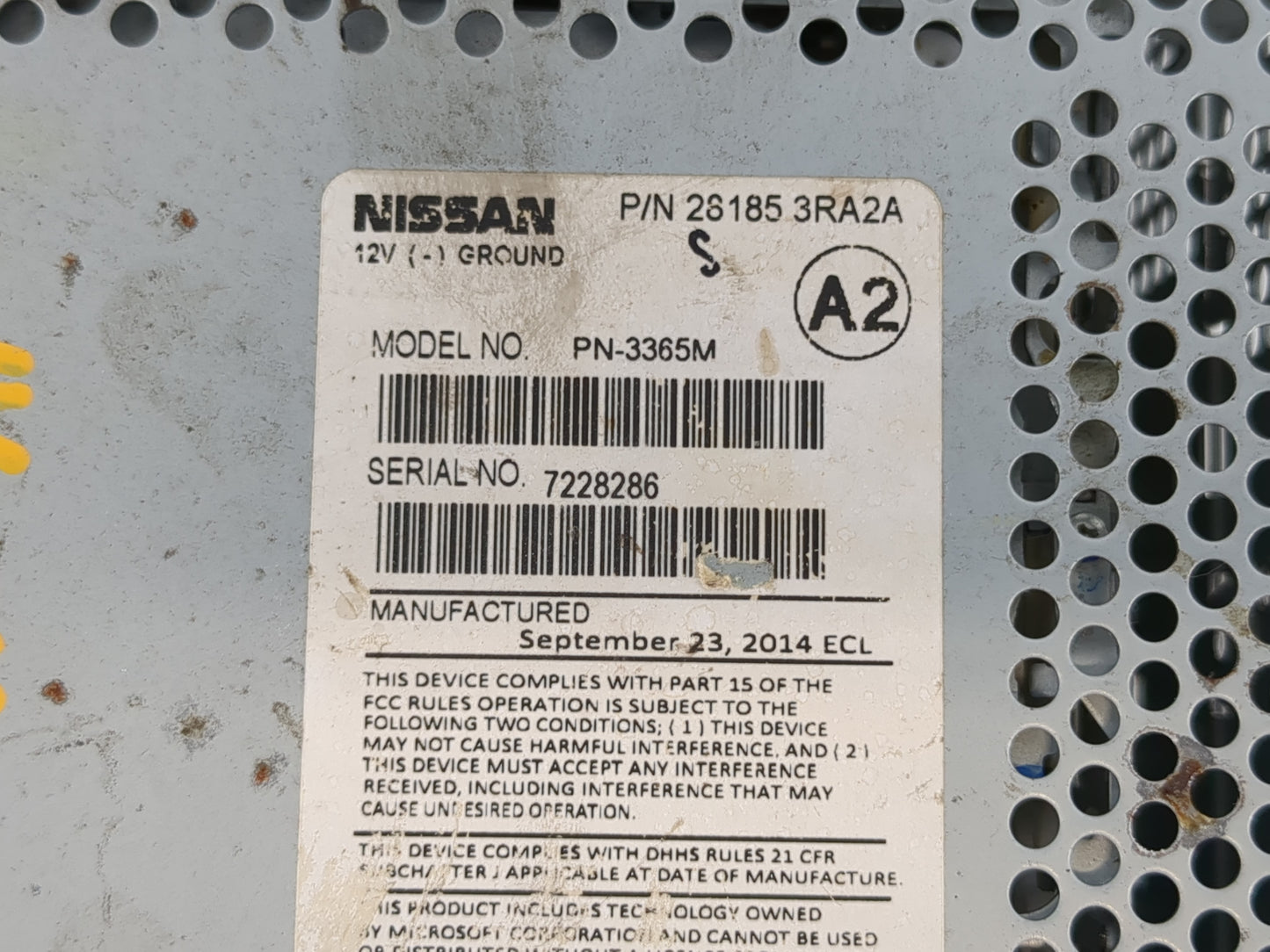 2013-2014 Nissan Sentra Radio AM FM Cd Player Receiver Replacement P/N:28185 3RA2A Fits Fits 2013 2014 OEM Used Auto Parts -