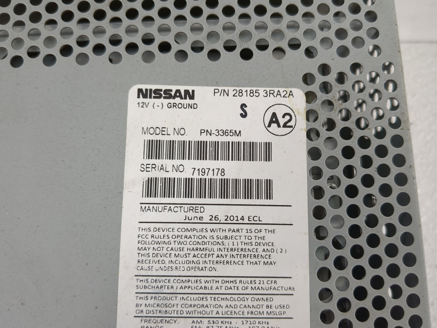 2013-2014 Nissan Sentra Radio AM FM Cd Player Receiver Replacement P/N:28185 3RA2A Fits Fits 2013 2014 OEM Used Auto Parts -