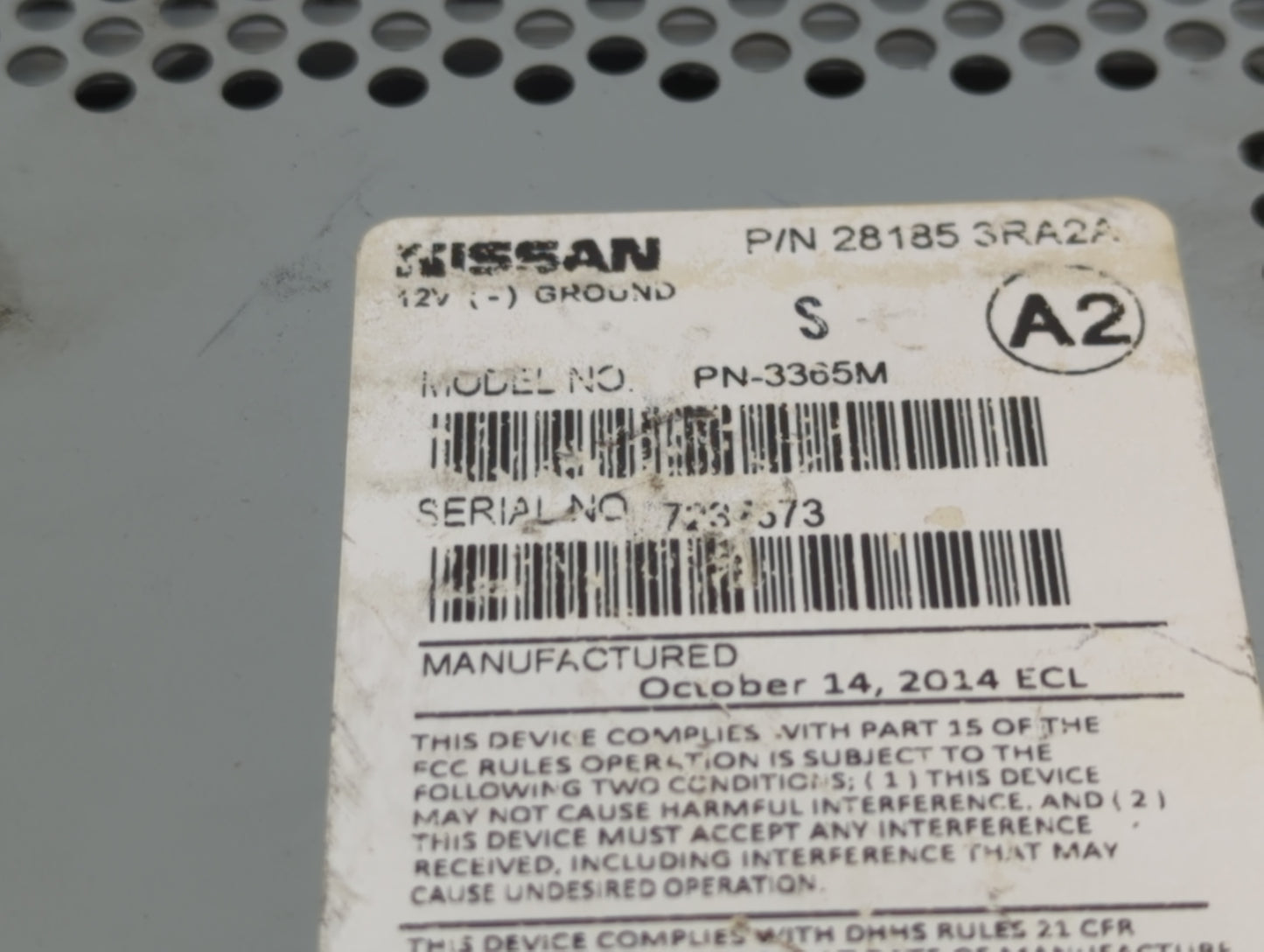 2013-2014 Nissan Sentra Radio AM FM Cd Player Receiver Replacement P/N:28185 3RA2A Fits Fits 2013 2014 OEM Used Auto Parts -