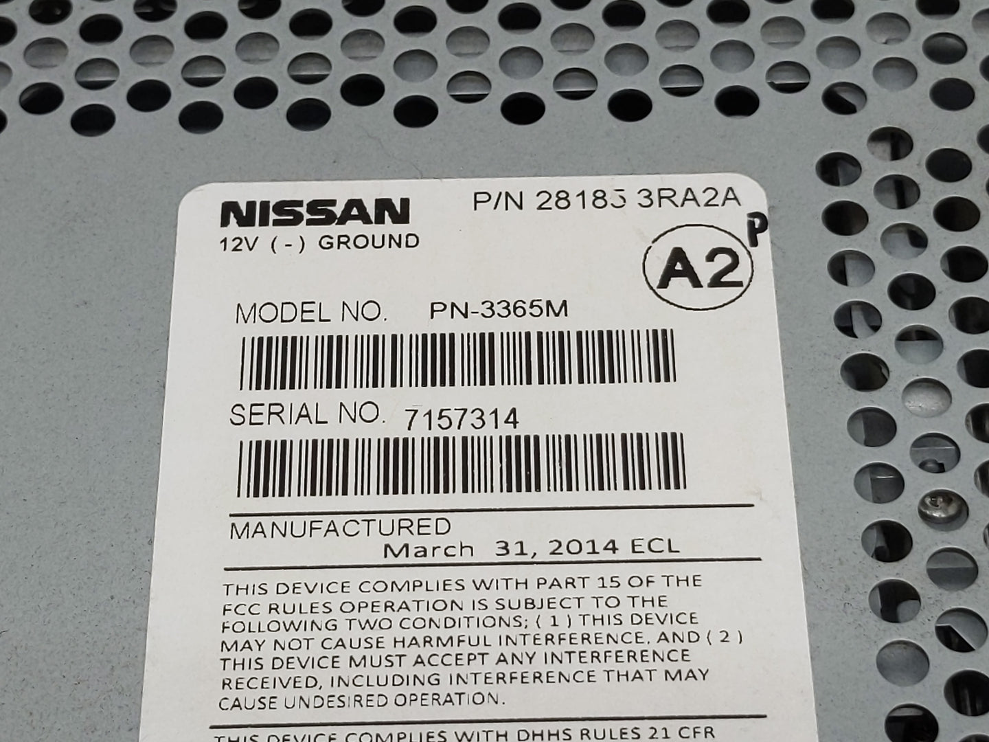 2013-2014 Nissan Sentra Radio AM FM Cd Player Receiver Replacement P/N:28183 3RA2A Fits Fits 2013 2014 OEM Used Auto Parts -