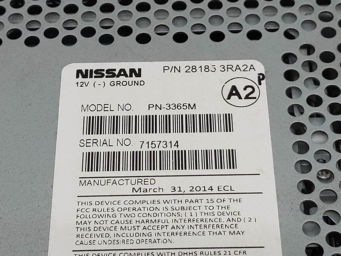 2013-2014 Nissan Sentra Radio AM FM Cd Player Receiver Replacement P/N:28183 3RA2A Fits Fits 2013 2014 OEM Used Auto Parts -