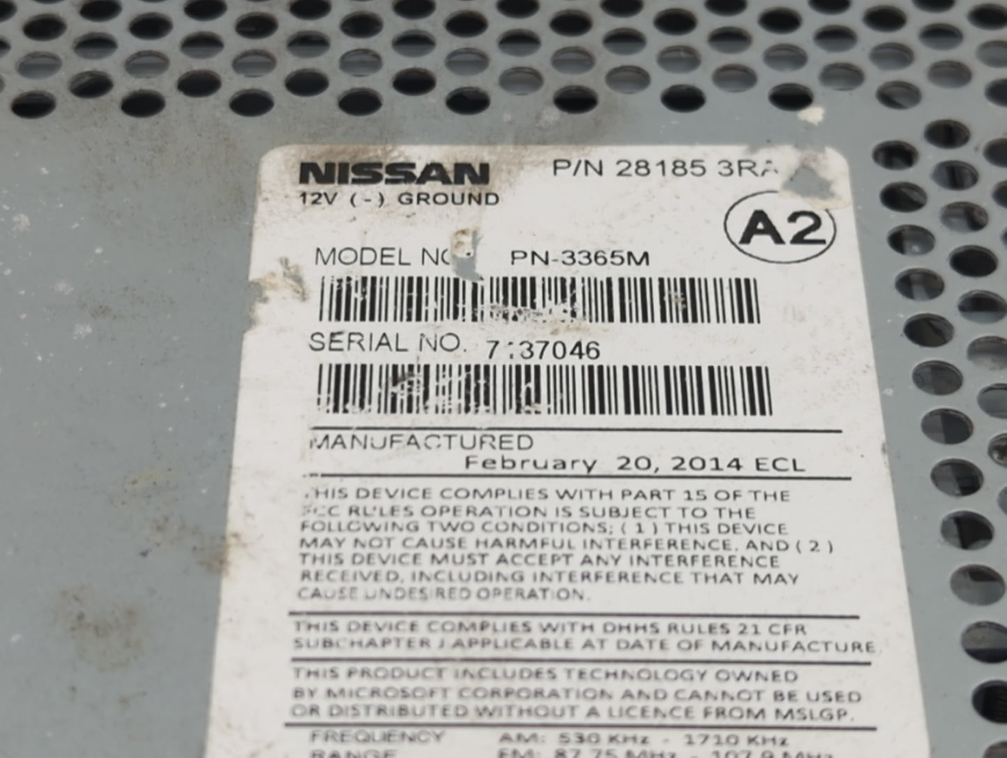 2013-2014 Nissan Sentra Radio AM FM Cd Player Receiver Replacement P/N:28185 3RA0A Fits Fits 2013 2014 OEM Used Auto Parts -