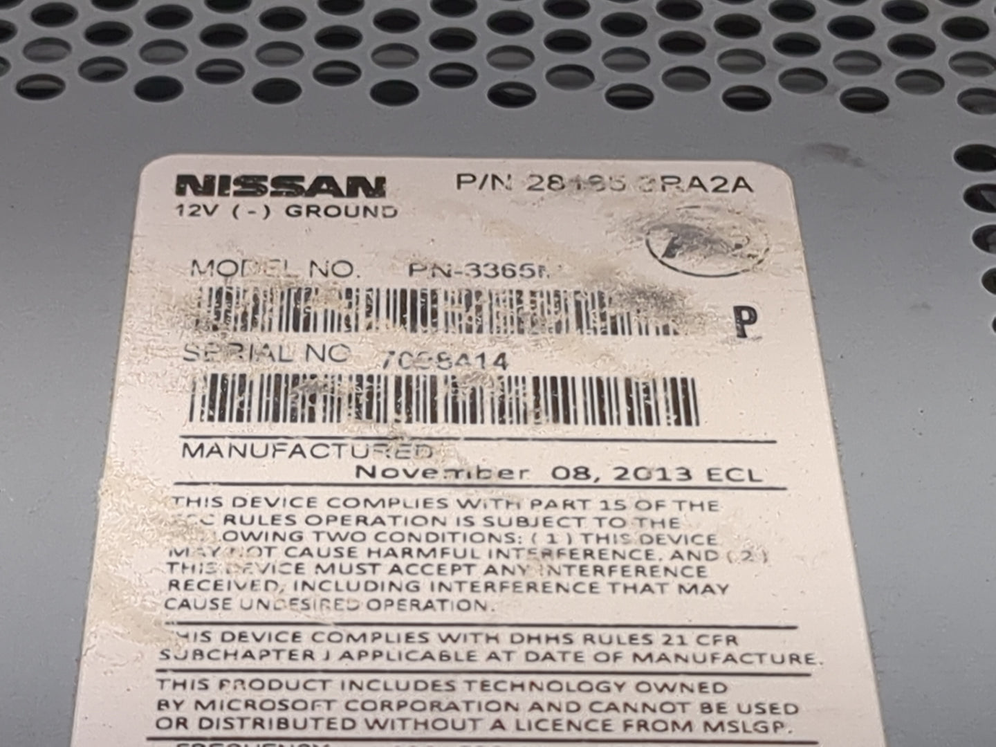 2013-2014 Nissan Sentra Radio AM FM Cd Player Receiver Replacement P/N:281853RA2A PN-3365 Fits Fits 2013 2014 OEM Used Auto 