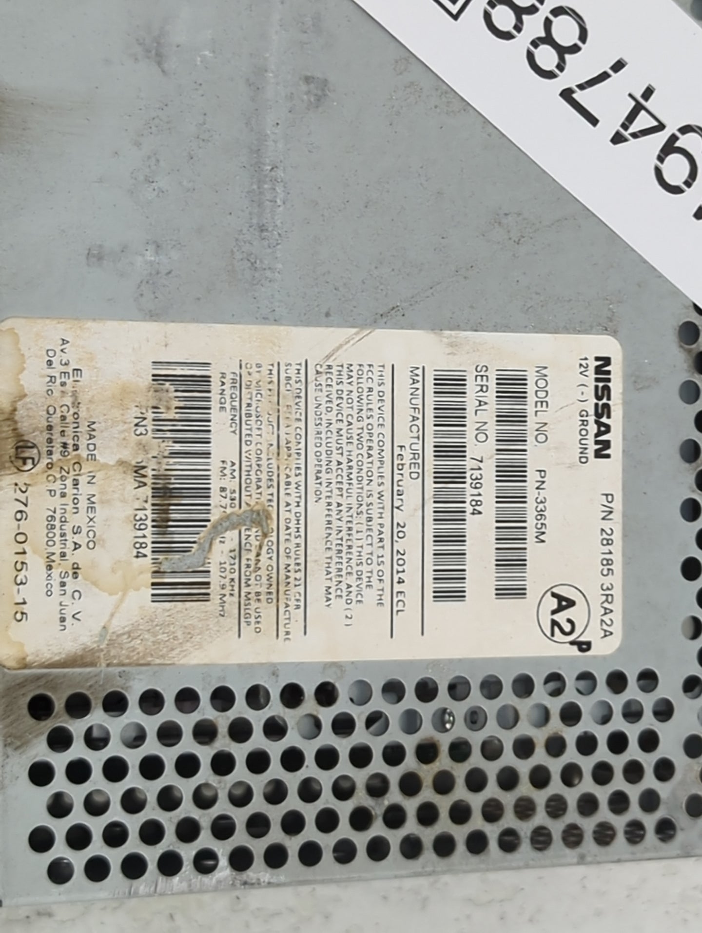 2013-2014 Nissan Sentra Radio AM FM Cd Player Receiver Replacement P/N:281853RA2A PN-3365M Fits Fits 2013 2014 OEM Used Auto
