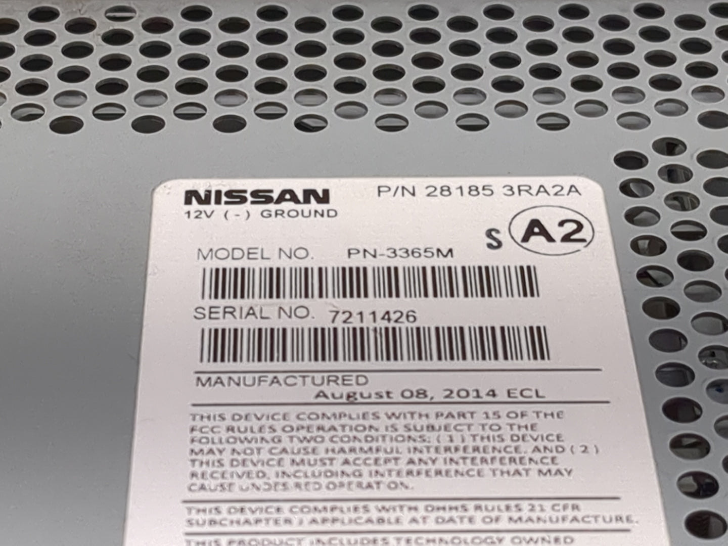 2013-2014 Nissan Sentra Radio AM FM Cd Player Receiver Replacement P/N:28185 3RA2A PN-3365M Fits Fits 2013 2014 OEM Used Aut