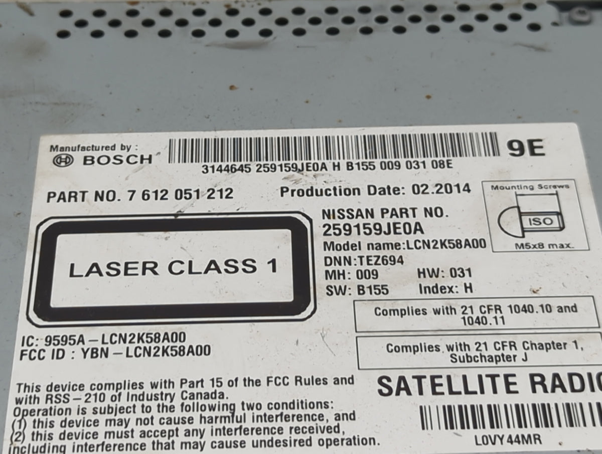 2014 Nissan Sentra Radio AM FM Cd Player Receiver Replacement P/N:259159JE0A 7612051212, LCN2K58A00, YBN-LCN2K58A00 Fits Fit