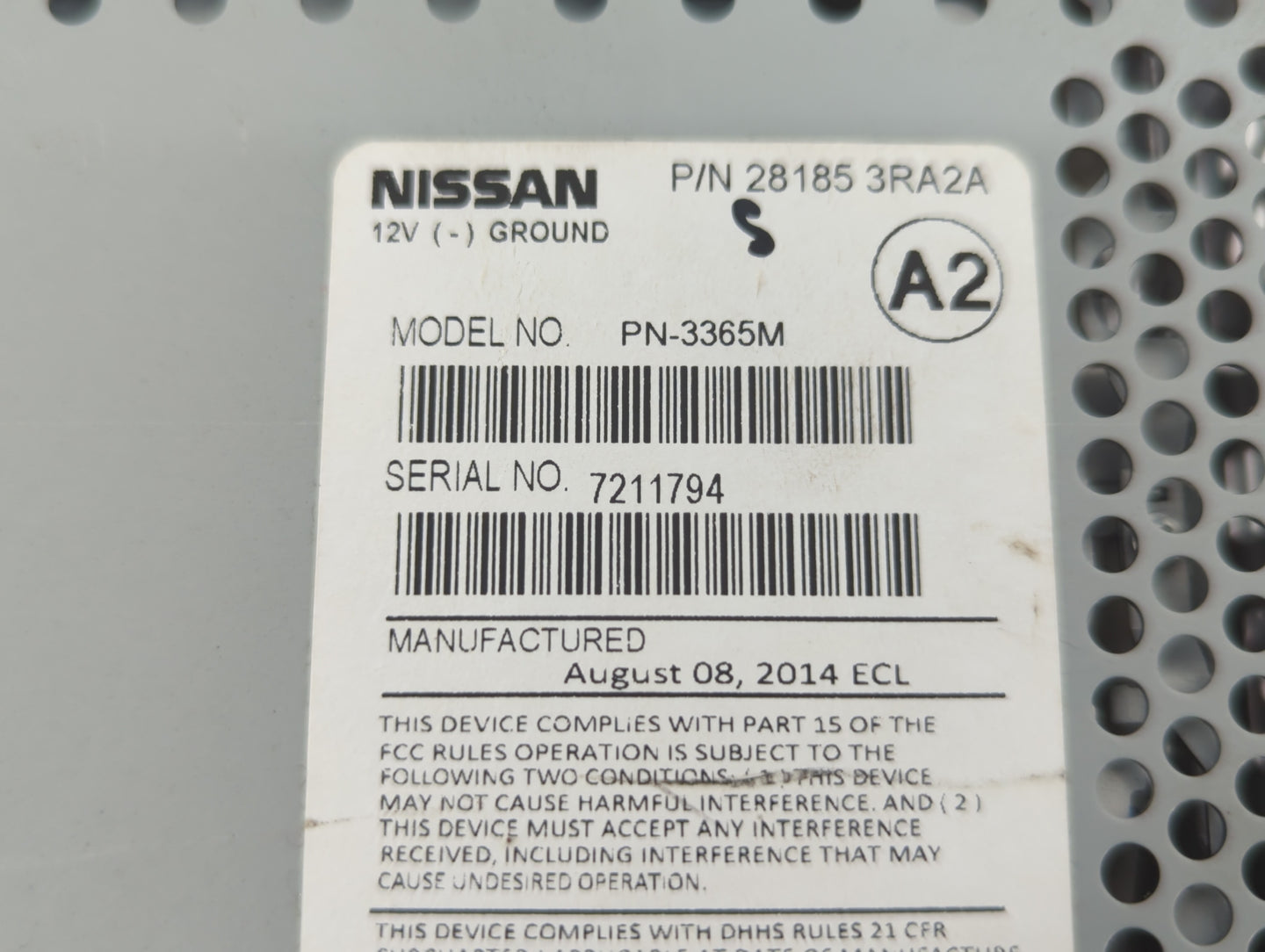 2013-2014 Nissan Sentra Radio AM FM Cd Player Receiver Replacement P/N:28185 3RA2A 25342776 Fits Fits 2013 2014 OEM Used Aut