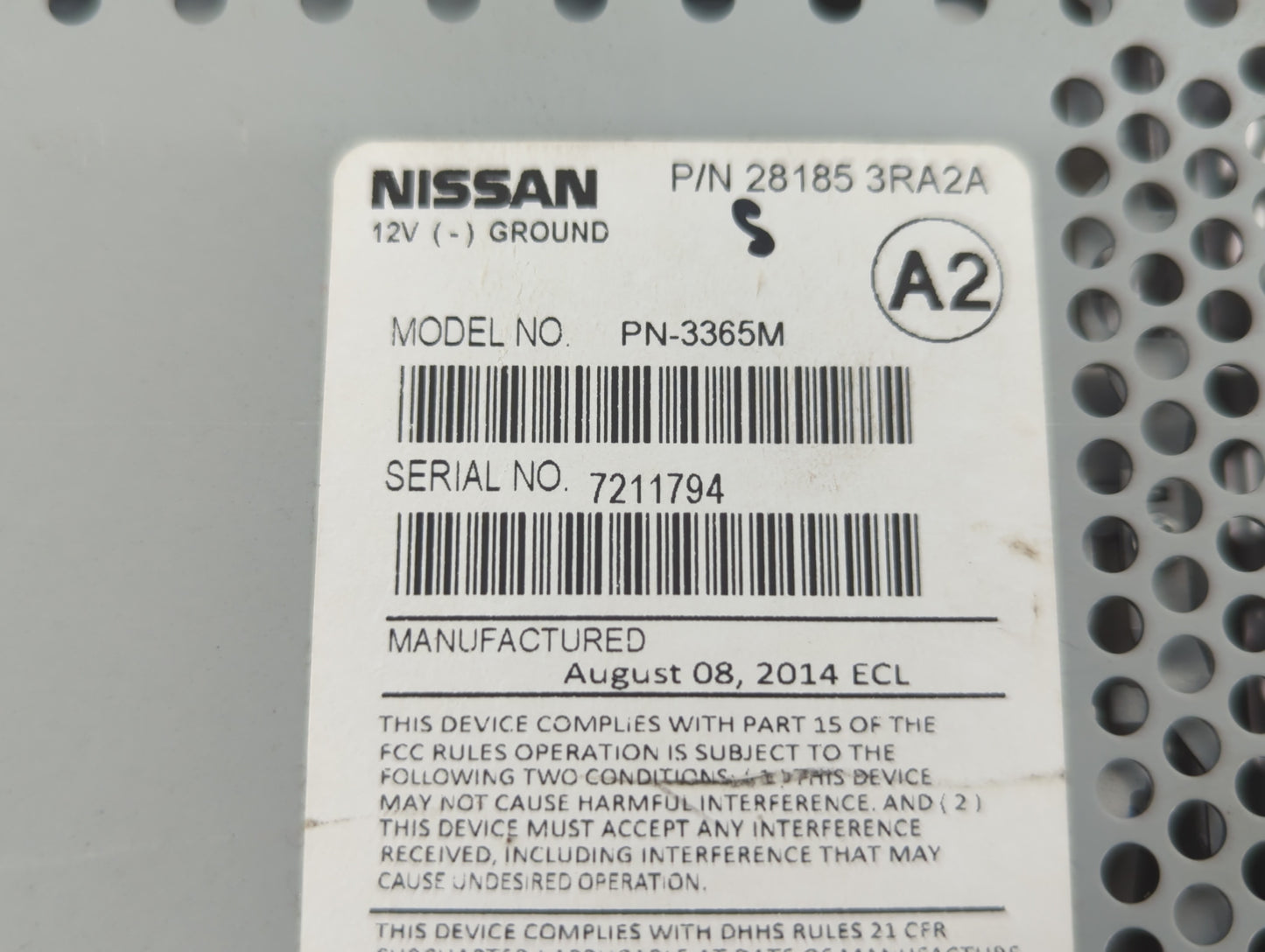 2013-2014 Nissan Sentra Radio AM FM Cd Player Receiver Replacement P/N:28185 3RA2A 25342776 Fits Fits 2013 2014 OEM Used Aut