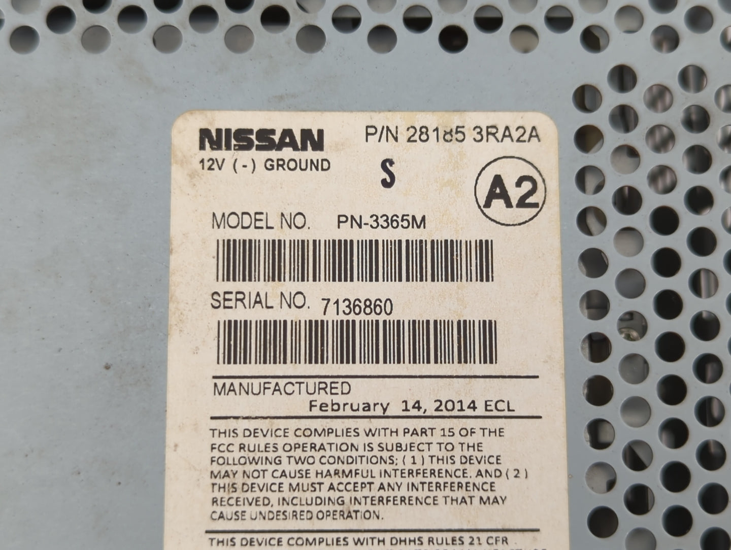 2013-2014 Nissan Sentra Radio AM FM Cd Player Receiver Replacement P/N:3365M 28185 3RA2A Fits Fits 2013 2014 OEM Used Auto P