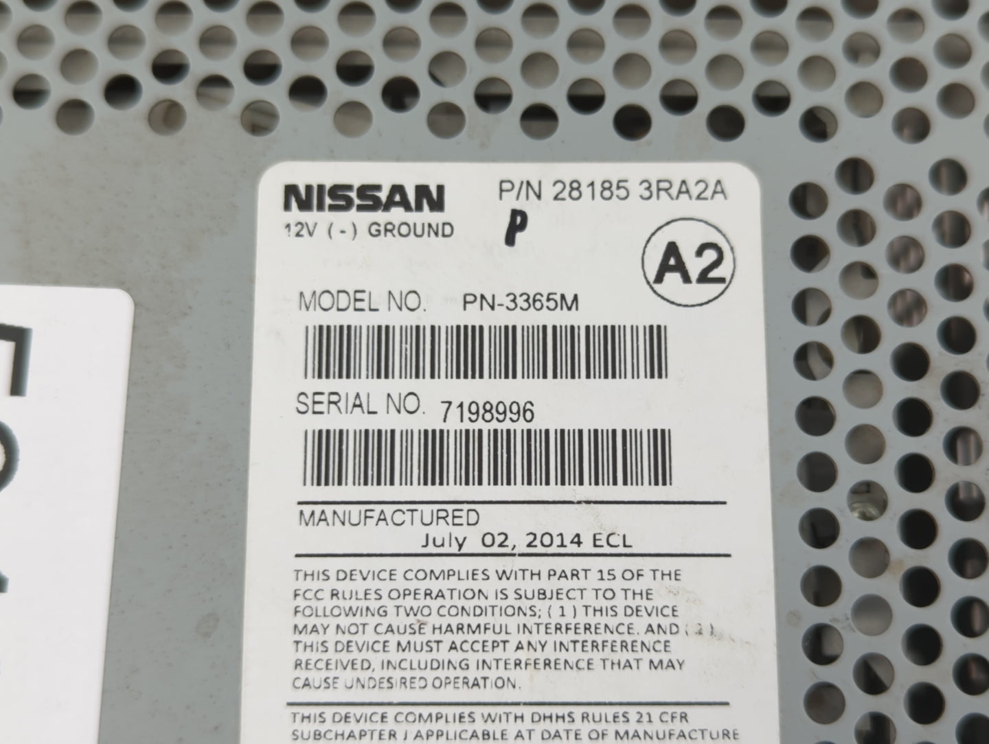 2014 Nissan Sentra Radio AM FM Cd Player Receiver Replacement P/N:28185 3RA2A Fits Fits 2015 OEM Used Auto Parts - Oemusedau