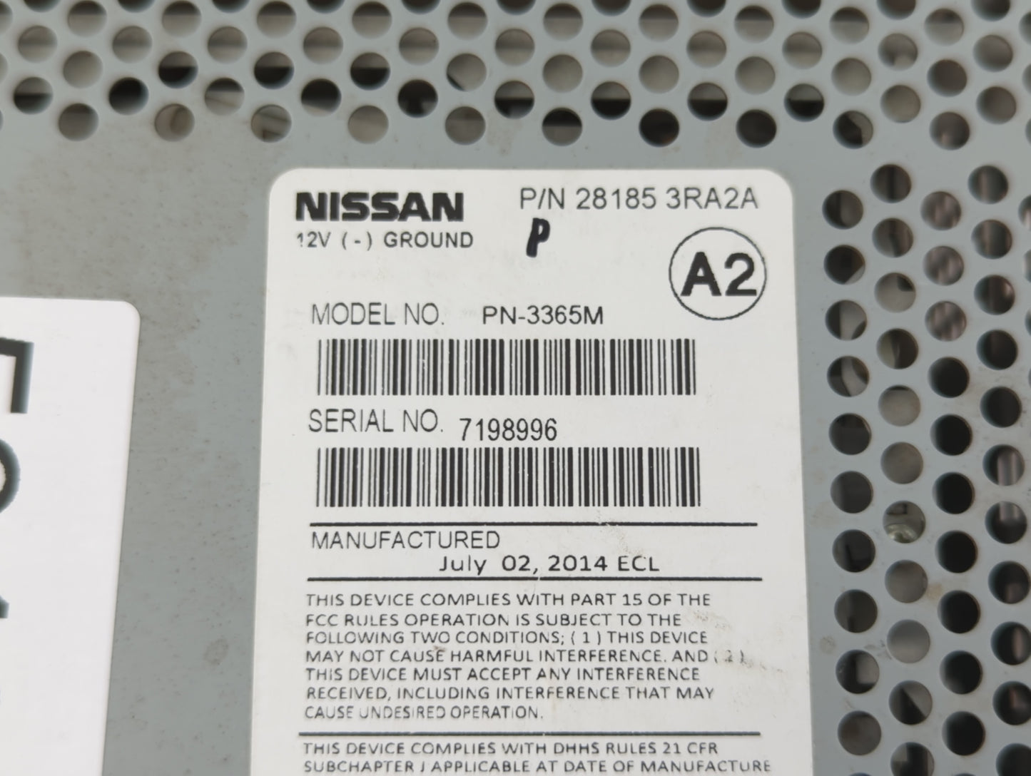 2014 Nissan Sentra Radio AM FM Cd Player Receiver Replacement P/N:28185 3RA2A Fits Fits 2015 OEM Used Auto Parts - Oemusedau