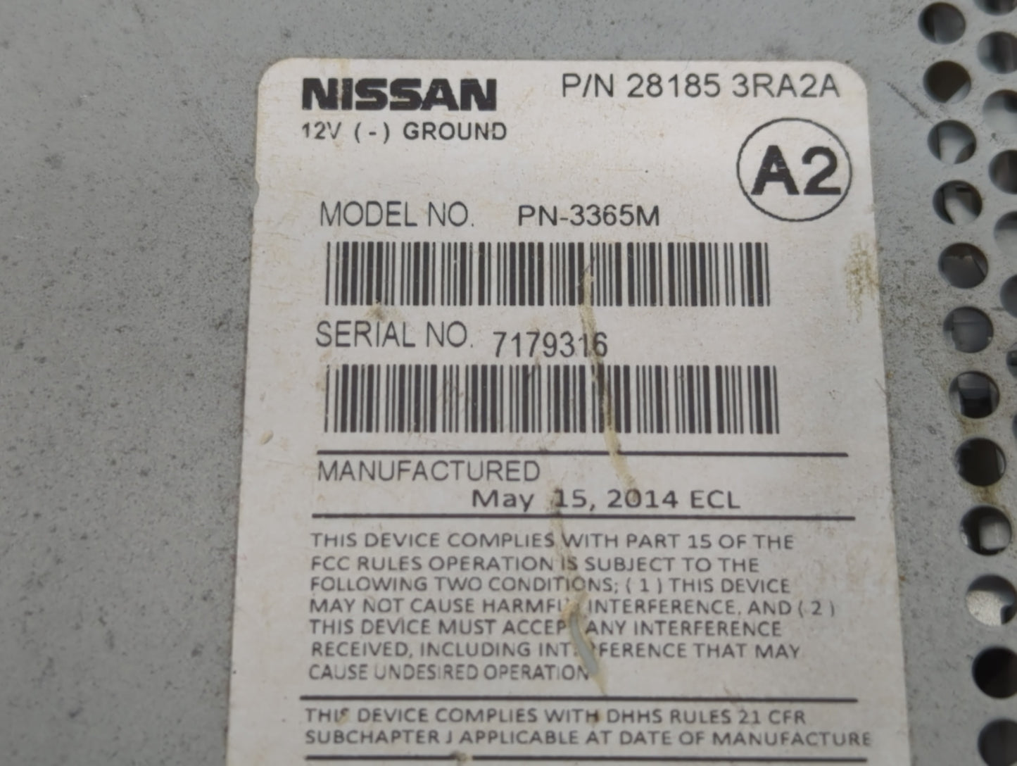 2013-2014 Nissan Sentra Radio AM FM Cd Player Receiver Replacement P/N:28185 3RA2A Fits Fits 2013 2014 OEM Used Auto Parts -