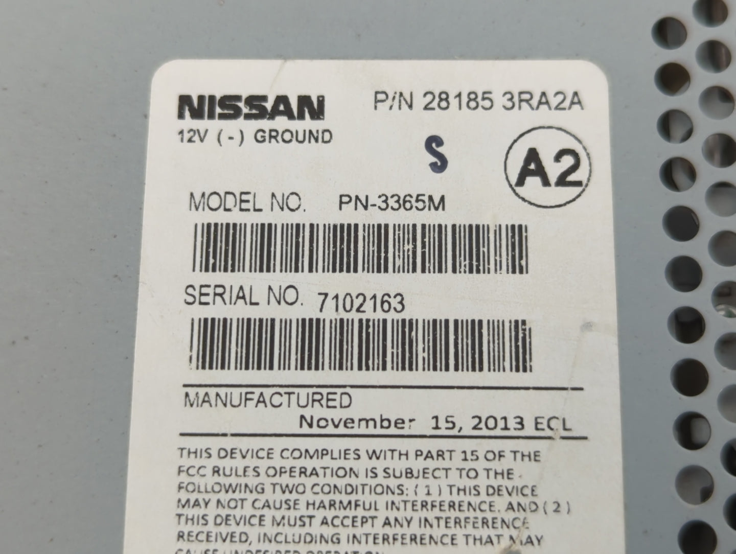 2013-2014 Nissan Sentra Radio AM FM Cd Player Receiver Replacement P/N:28185 3RA2A Fits Fits 2013 2014 OEM Used Auto Parts -