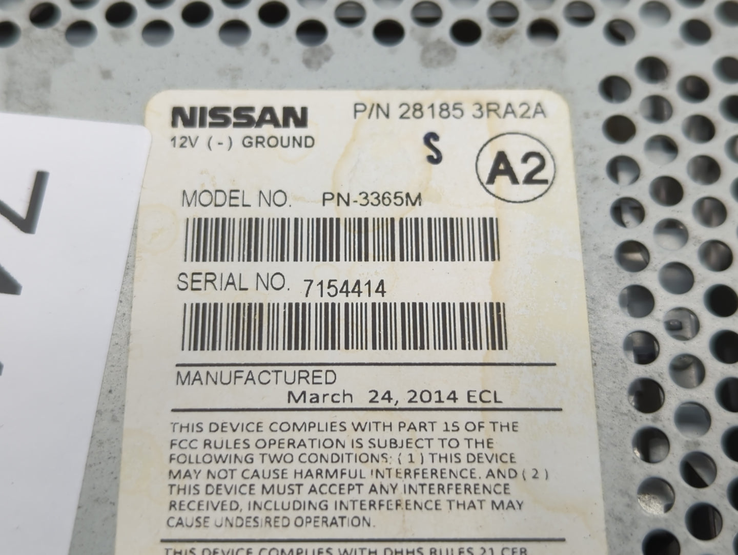 2013-2014 Nissan Sentra Radio AM FM Cd Player Receiver Replacement P/N:28185 3RA2A Fits Fits 2013 2014 OEM Used Auto Parts -