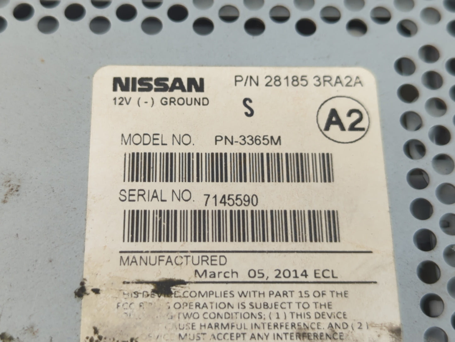 2013-2014 Nissan Sentra Radio AM FM Cd Player Receiver Replacement P/N:28185 3RA2A Fits Fits 2013 2014 OEM Used Auto Parts -