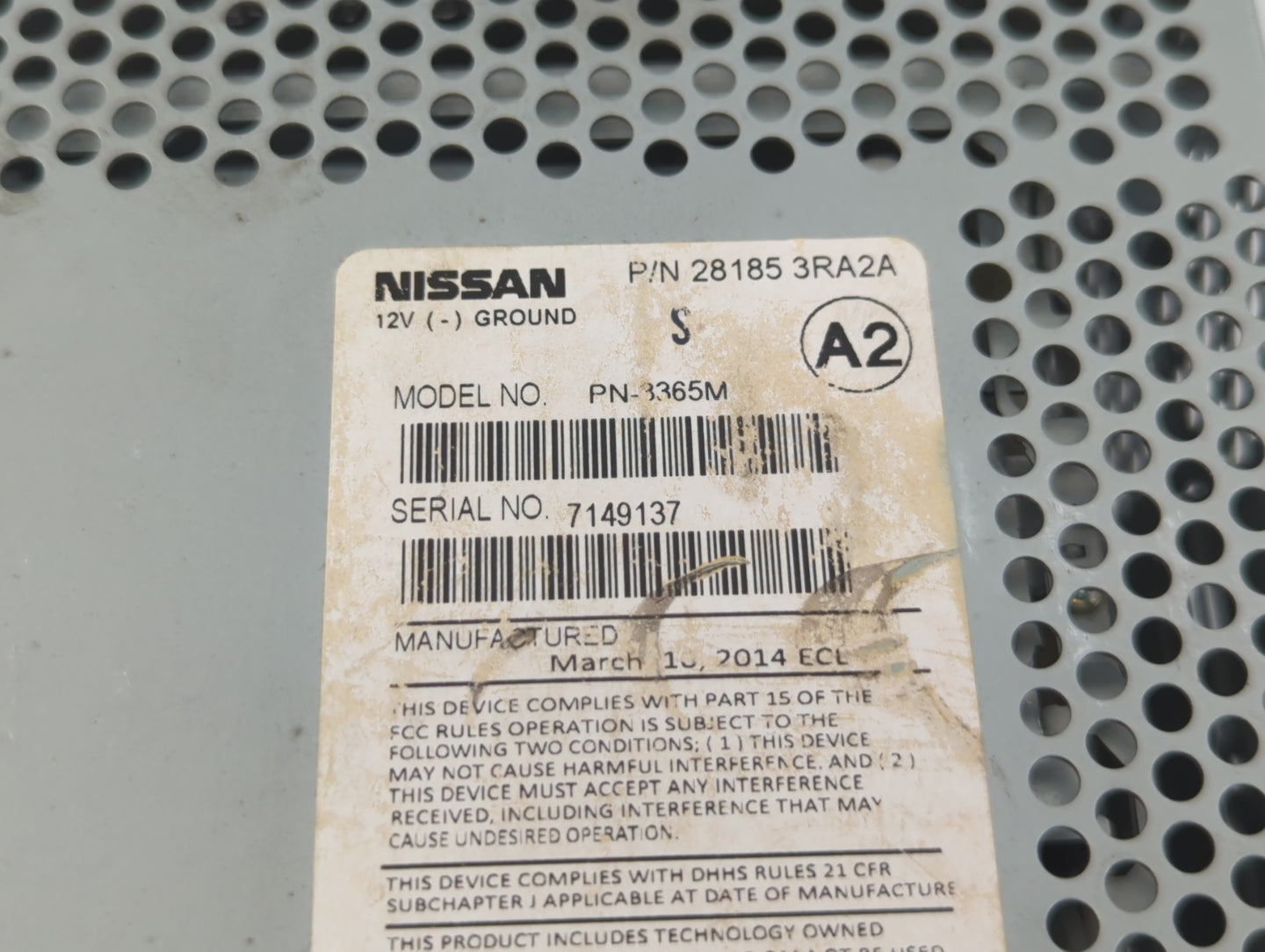 2013-2014 Nissan Sentra Radio AM FM Cd Player Receiver Replacement P/N:28185 3RA2A Fits Fits 2013 2014 OEM Used Auto Parts -