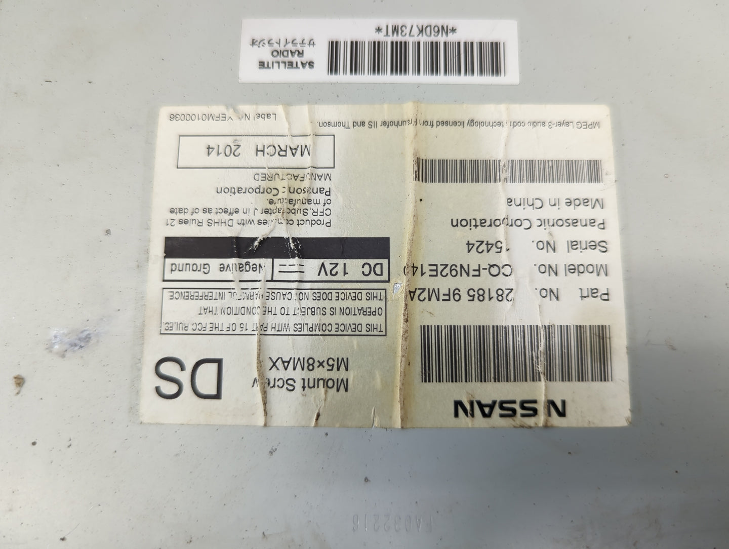2013-2014 Nissan Titan Radio AM FM Cd Player Receiver Replacement P/N:28185 9FM2A CQ-FN92E14J Fits Fits 2013 2014 OEM Used A