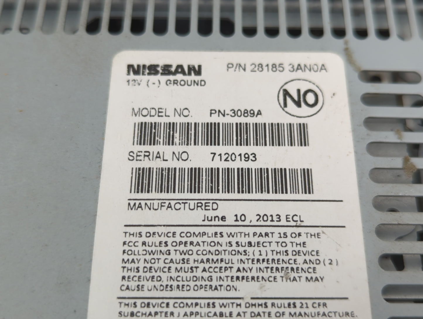 2012-2014 Nissan Versa Radio AM FM Cd Player Receiver Replacement P/N:28185 3AN0A Fits Fits 2012 2013 2014 OEM Used Auto Par