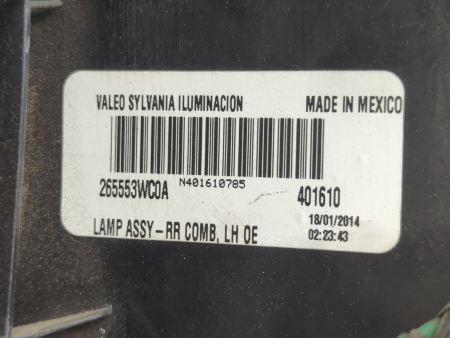 2014-2019 Nissan Versa Tail Light Assembly Driver Left OEM P/N:265553WC0A Fits Fits 2014 2015 2016 2017 2018 2019 OEM Used A