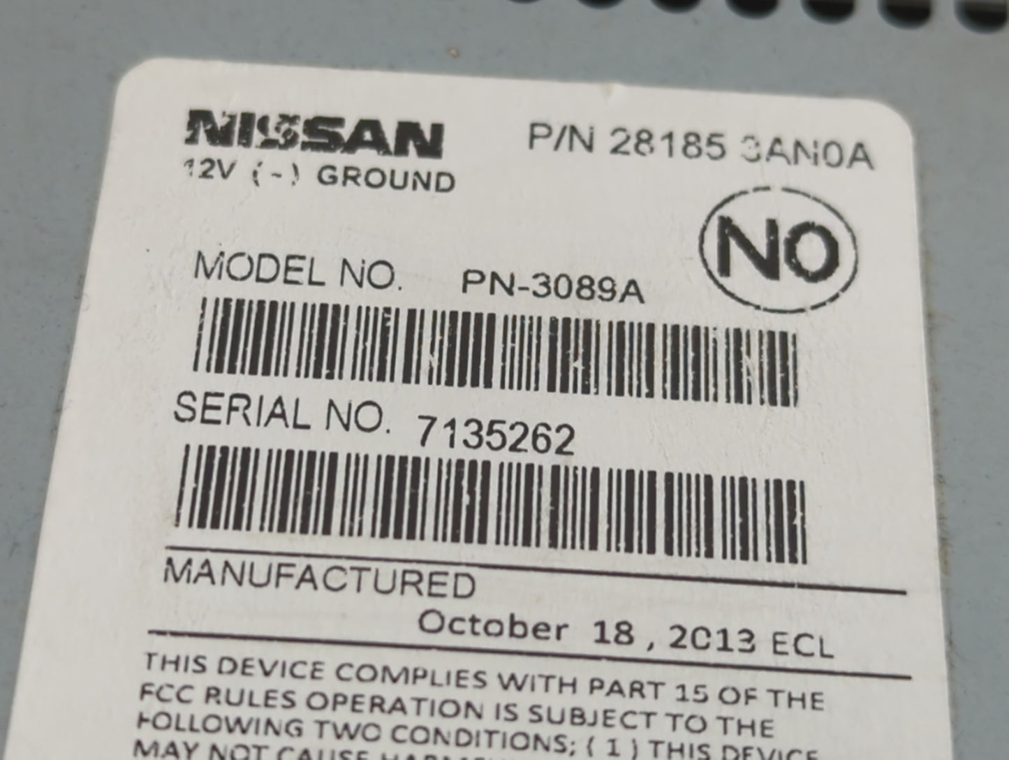 2012-2014 Nissan Versa Radio AM FM Cd Player Receiver Replacement P/N:28185 3AN0A Fits Fits 2012 2013 2014 OEM Used Auto Par