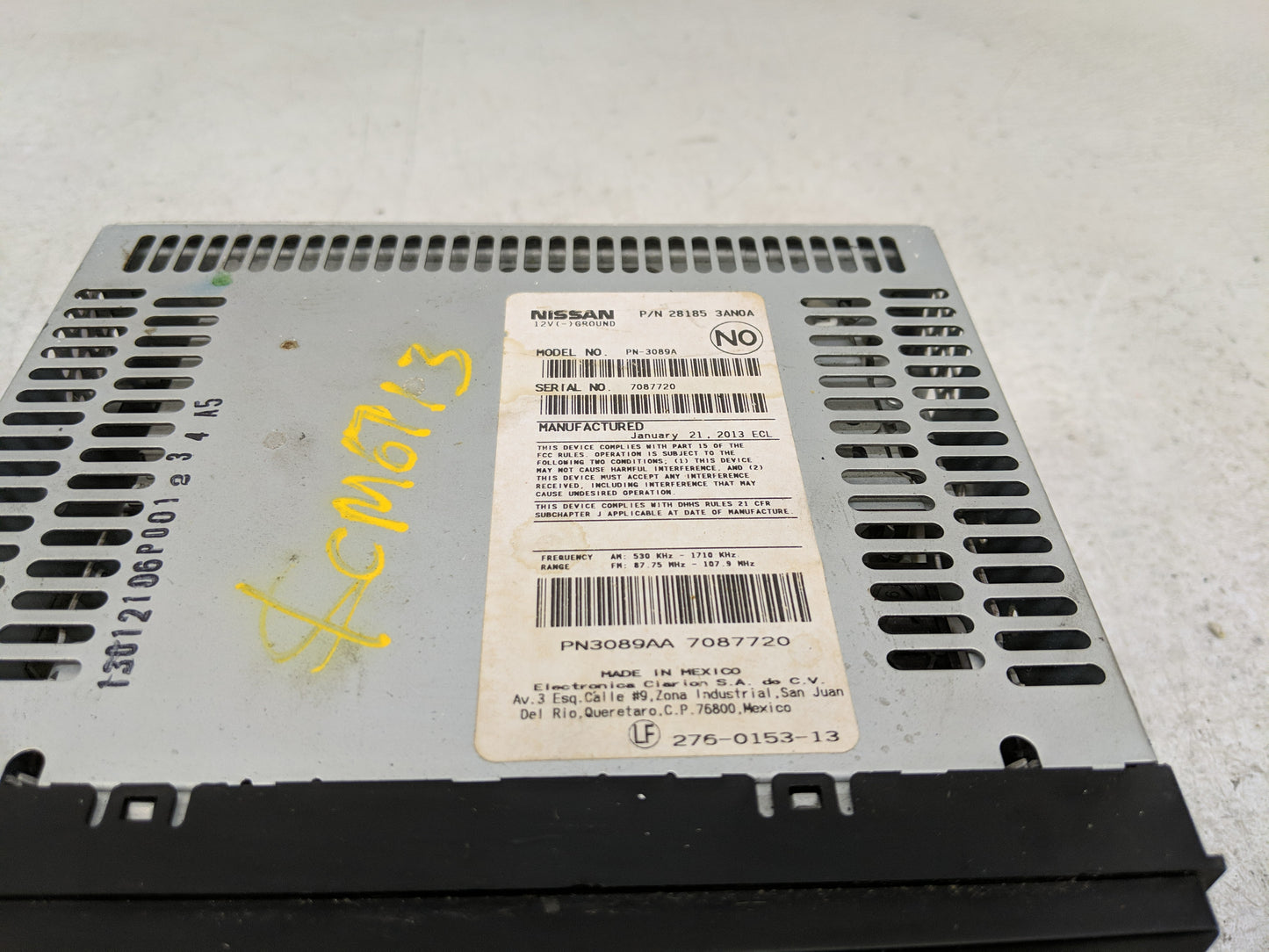 2012-2014 Nissan Versa Radio AM FM Cd Player Receiver Replacement P/N:28185 3AN0A Fits Fits 2012 2013 2014 OEM Used Auto Par