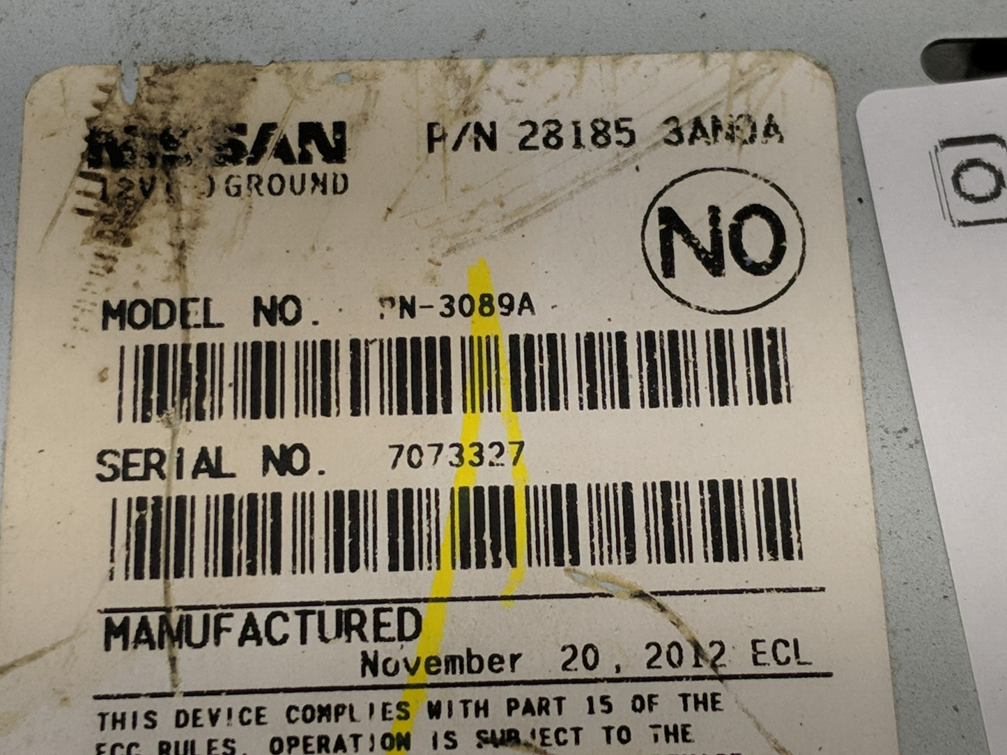 2012-2014 Nissan Versa Radio AM FM Cd Player Receiver Replacement P/N:28185 3AN0A Fits Fits 2012 2013 2014 OEM Used Auto Par