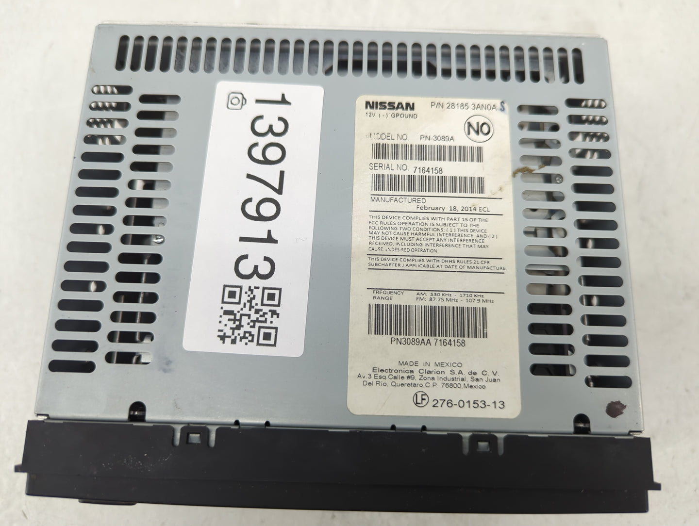 2012-2014 Nissan Versa Radio AM FM Cd Player Receiver Replacement P/N:28185-3AN0A Fits Fits 2012 2013 2014 OEM Used Auto Par
