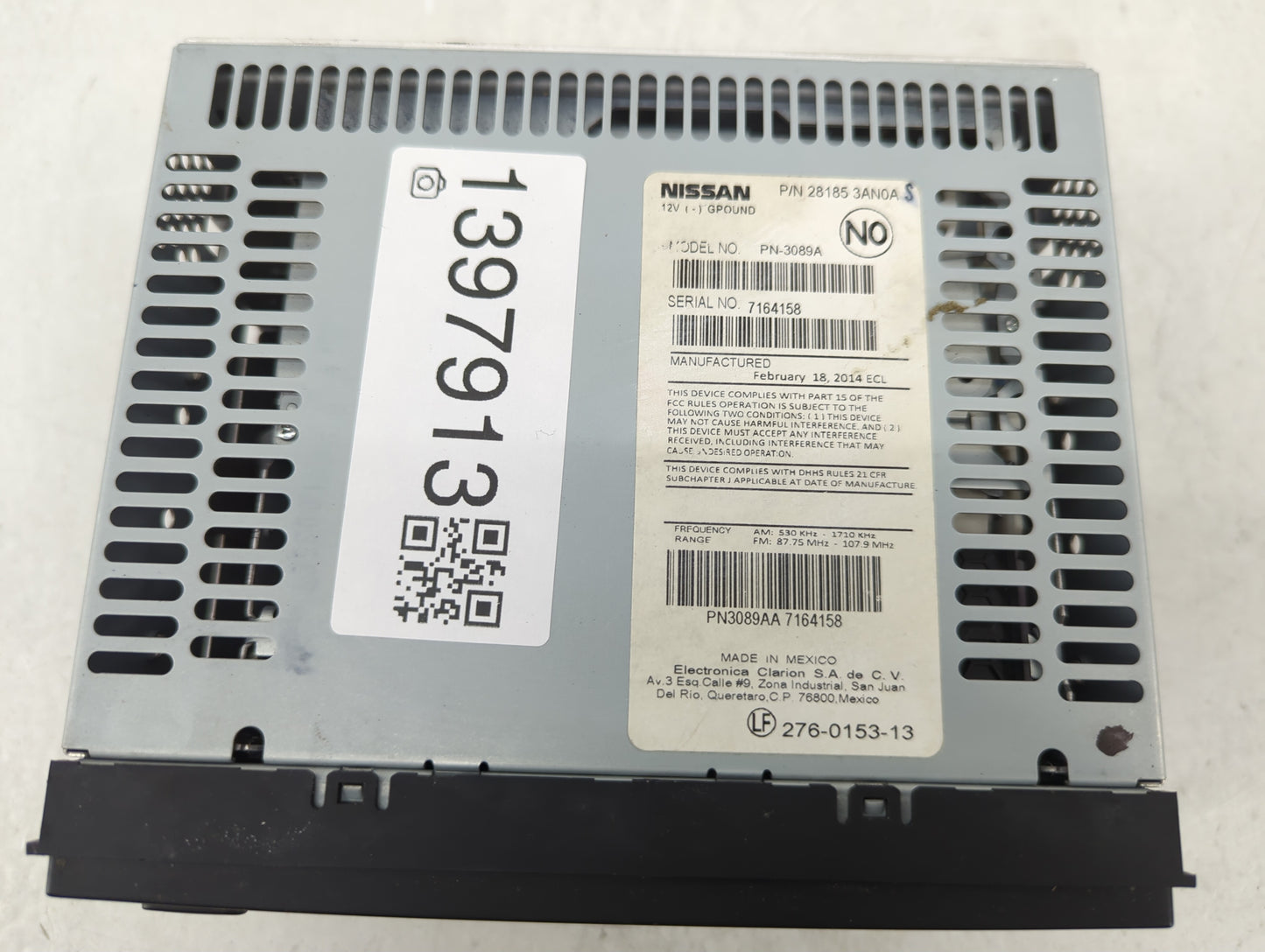 2012-2014 Nissan Versa Radio AM FM Cd Player Receiver Replacement P/N:28185-3AN0A Fits Fits 2012 2013 2014 OEM Used Auto Par