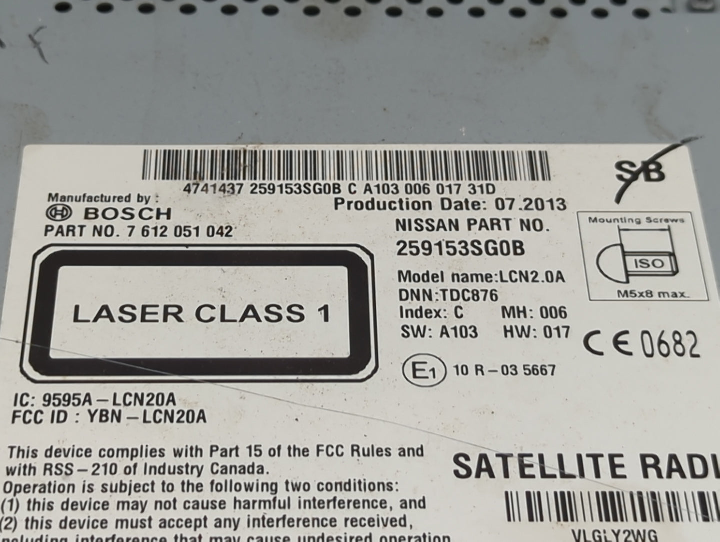 2014 Nissan Versa Radio AM FM Cd Player Receiver Replacement P/N:259153SG0B 7612051042, YBN-LCN20A, 9595A-LCN20A Fits Fits 2