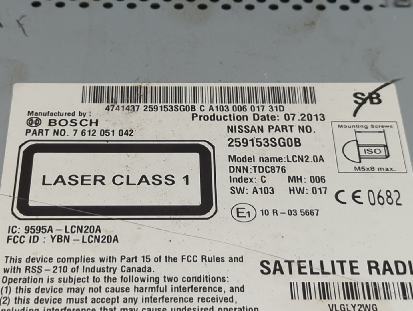 2014 Nissan Versa Radio AM FM Cd Player Receiver Replacement P/N:259153SG0B 7612051042, YBN-LCN20A, 9595A-LCN20A Fits Fits 2