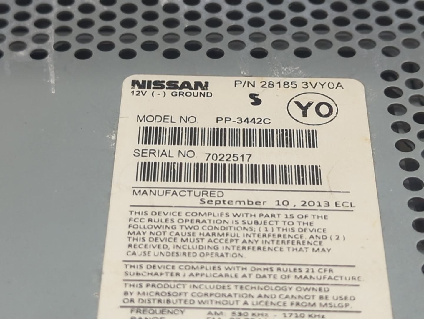 2014-2019 Nissan Versa Radio AM FM Cd Player Receiver Replacement P/N:28185 3VY0A PP-3442C Fits Fits 2014 2015 2016 2017 201
