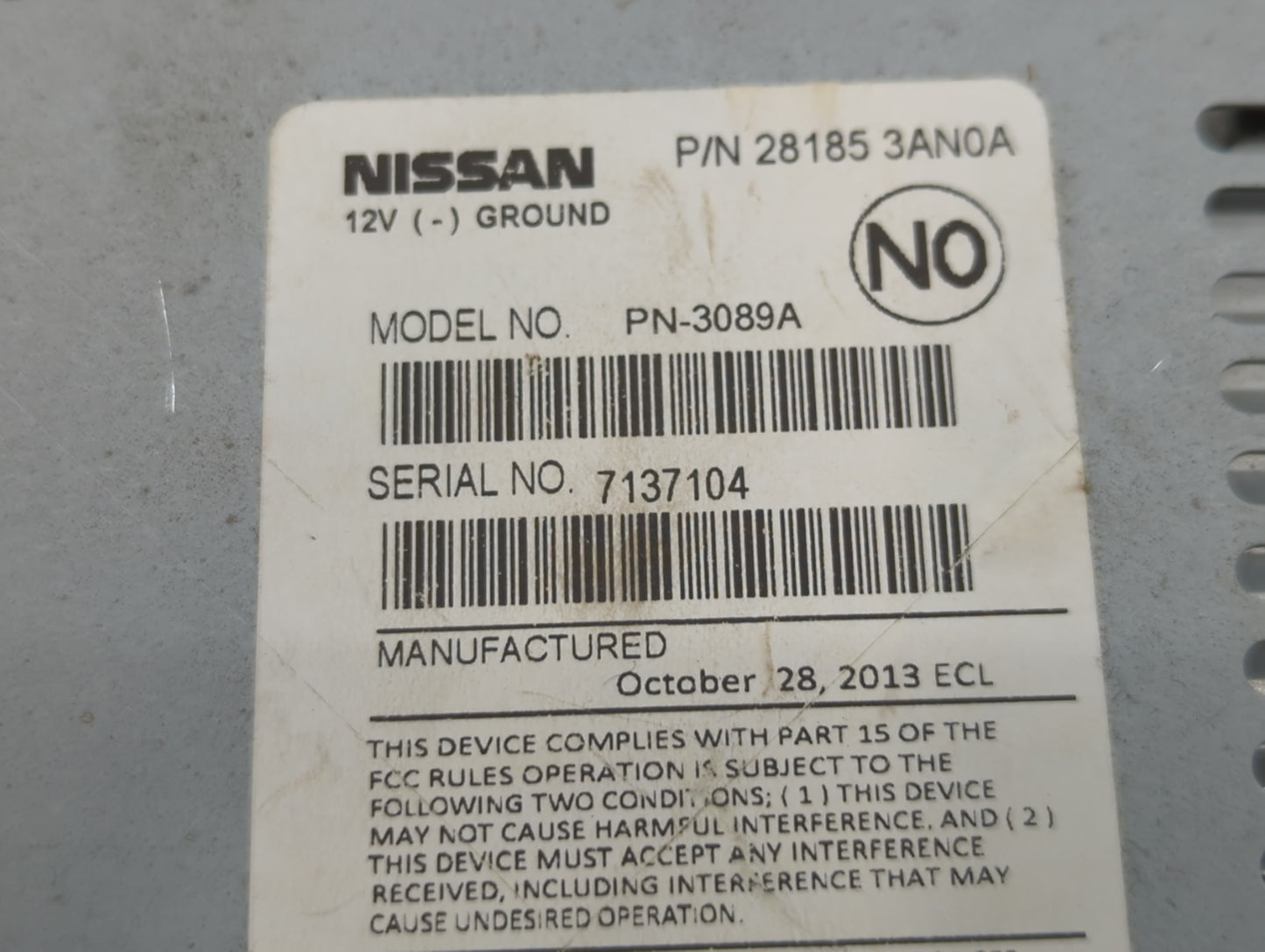 2012-2014 Nissan Versa Radio AM FM Cd Player Receiver Replacement P/N:28185 3AN0A Fits Fits 2012 2013 2014 OEM Used Auto Par