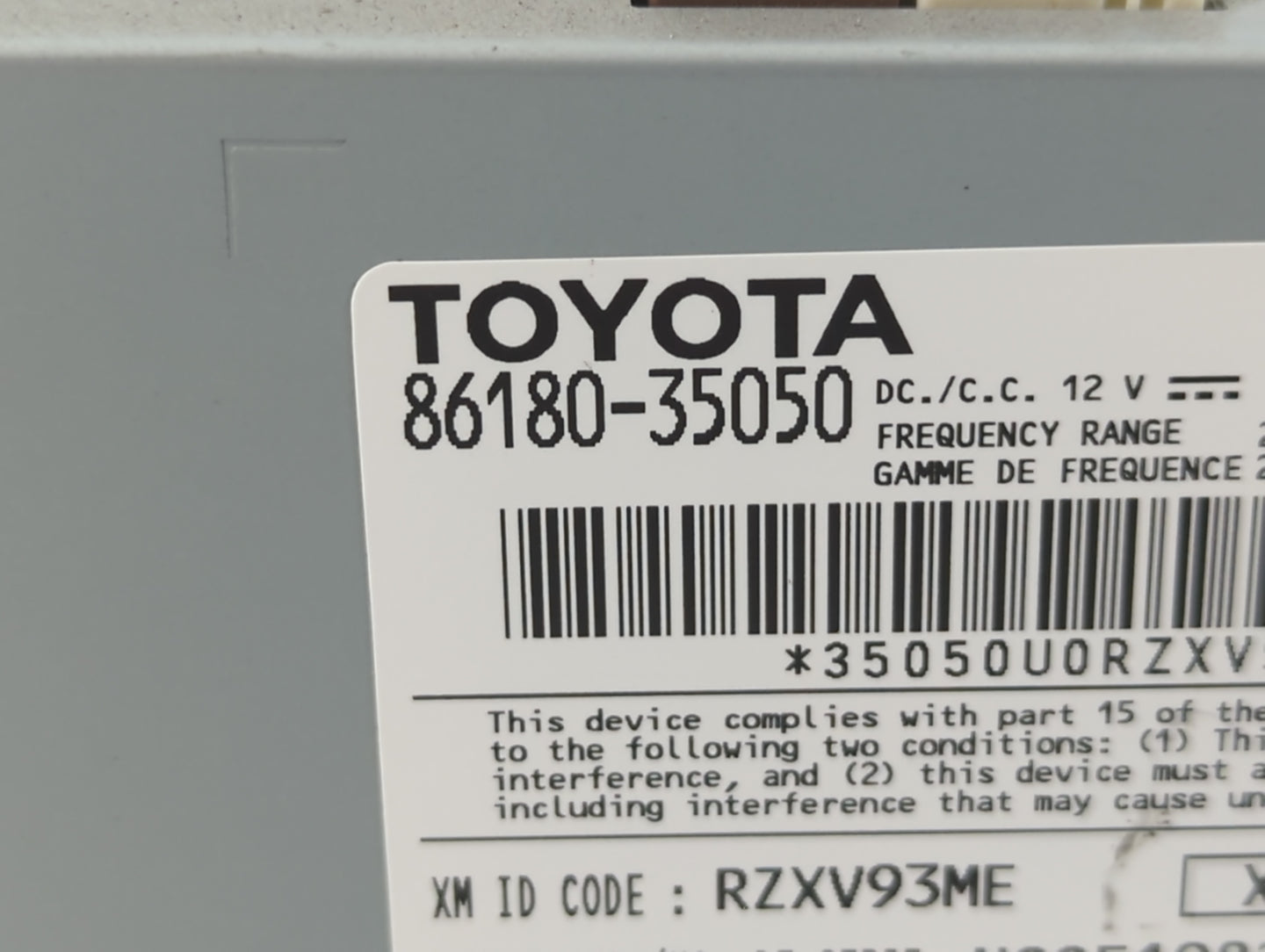 2014 Plymouth Satellite Radio AM FM Cd Player Receiver Replacement P/N:86180-35050 Fits OEM Used Auto Parts - Oemusedautopar