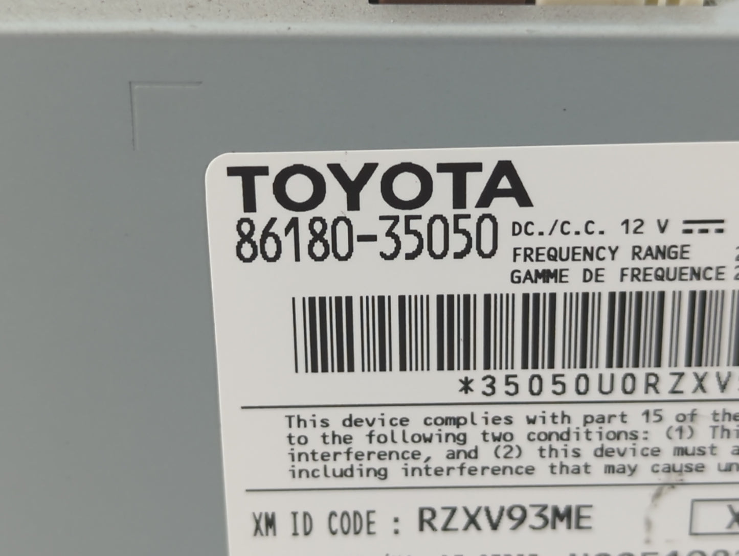 2014 Plymouth Satellite Radio AM FM Cd Player Receiver Replacement P/N:86180-35050 Fits OEM Used Auto Parts - Oemusedautopar