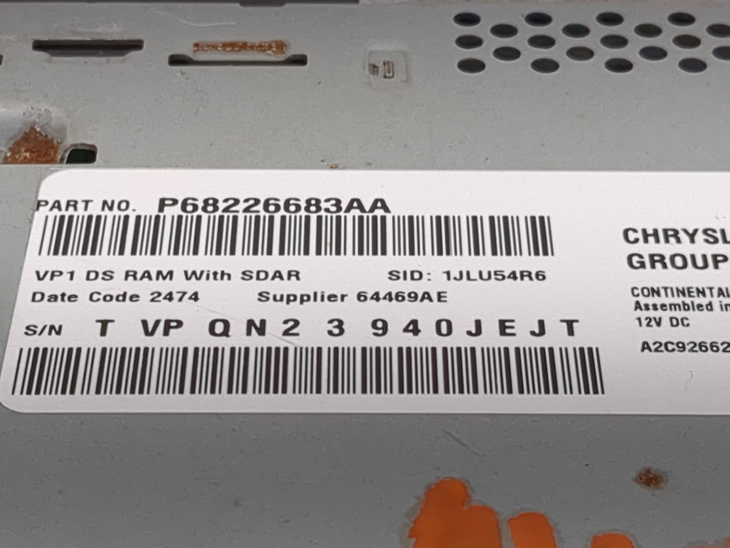 2014 Ram 1500 Radio AM FM Cd Player Receiver Replacement P/N:P68226683AA Fits OEM Used Auto Parts - Oemusedautoparts1.com