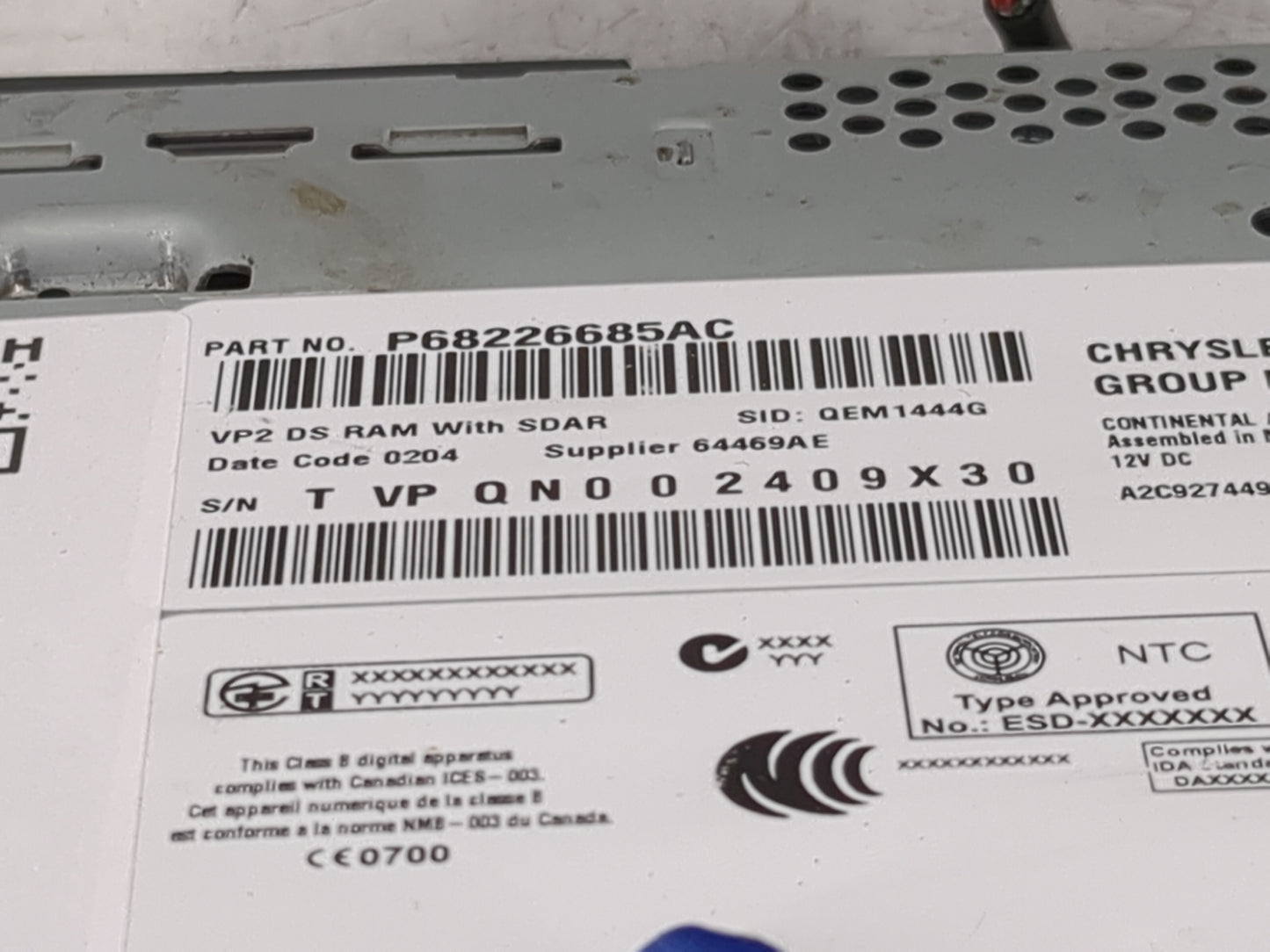 2014 Ram 1500 Radio AM FM Cd Player Receiver Replacement P/N:P68226685AC Fits OEM Used Auto Parts - Oemusedautoparts1.com