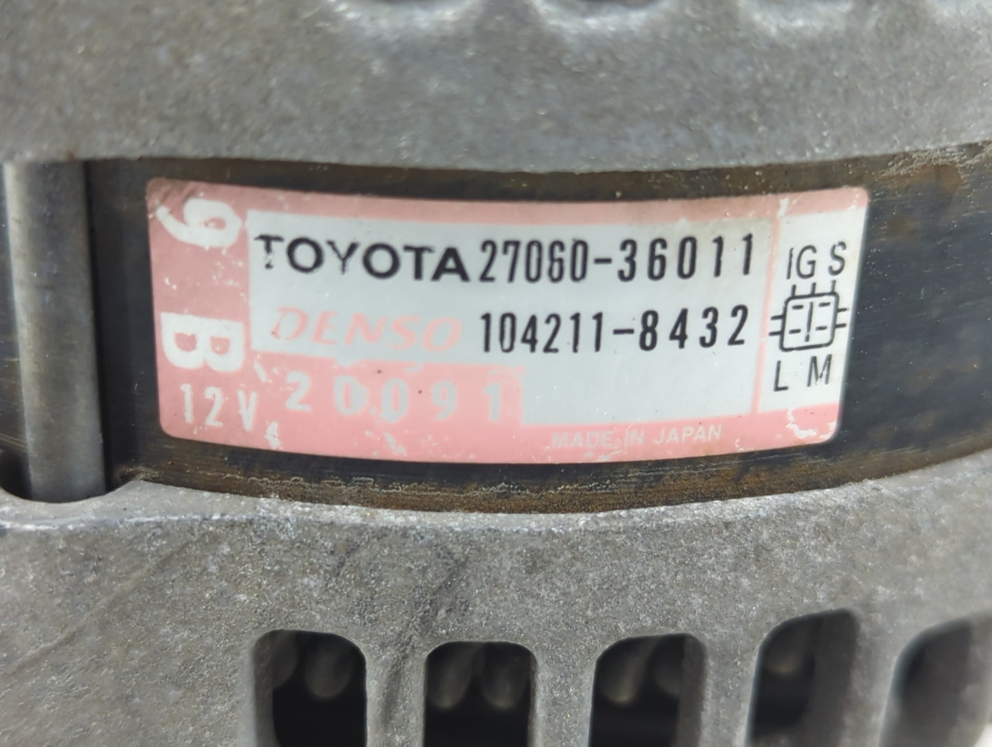 2011-2016 Scion Tc Alternator Replacement Generator Charging Assembly Engine OEM P/N:27060-36011 Fits OEM Used Auto Parts - 