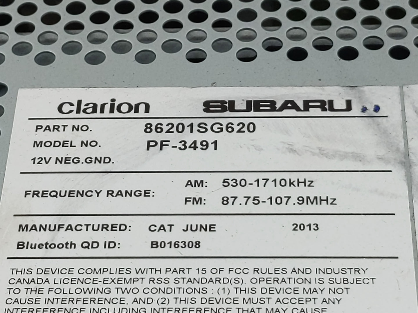 2014 Subaru Forester Radio AM FM Cd Player Receiver Replacement P/N:86201SG620 Fits OEM Used Auto Parts - Oemusedautoparts1.