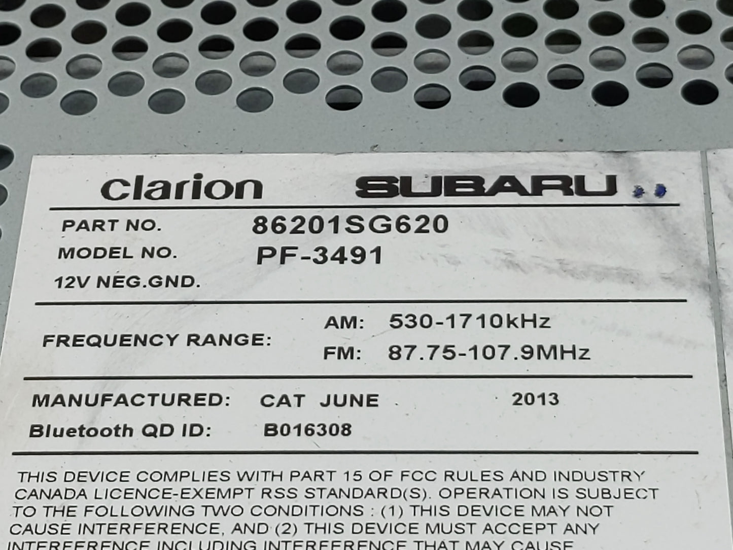 2014 Subaru Forester Radio AM FM Cd Player Receiver Replacement P/N:86201SG620 Fits OEM Used Auto Parts - Oemusedautoparts1.