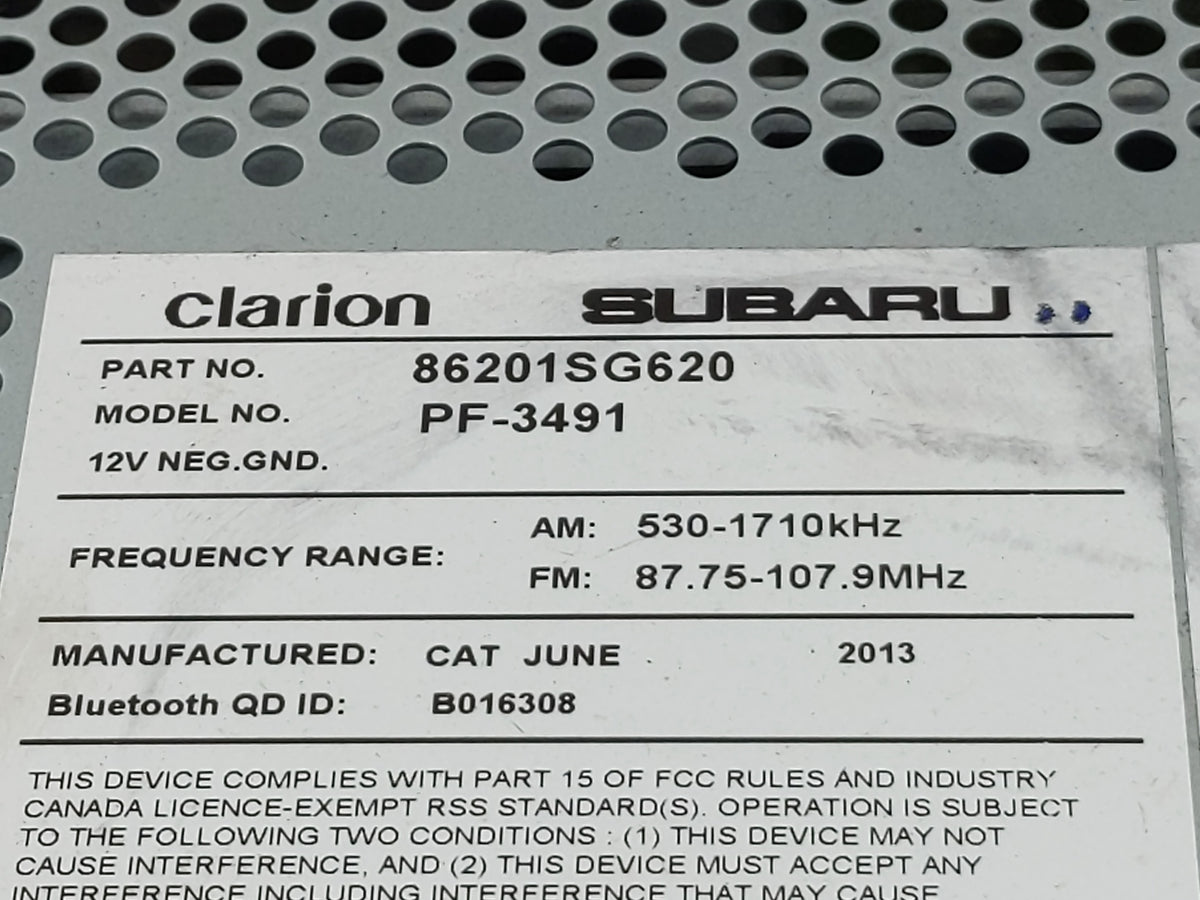 2014-2015 Subaru Forester Radio AM FM Cd Player Receiver Replacement P/N:86201SG620 Fits Fits 2014 2015 OEM Used Auto Parts 