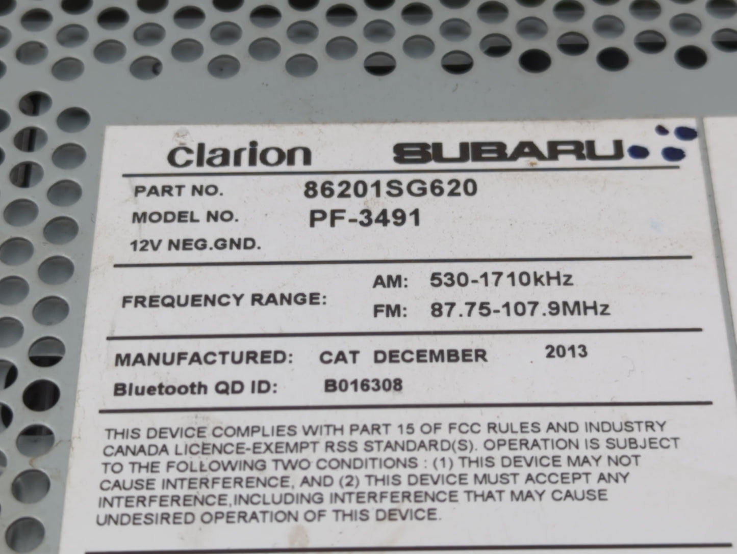 2014 Subaru Forester Radio AM FM Cd Player Receiver Replacement P/N:86201SG620 Fits OEM Used Auto Parts - Oemusedautoparts1.