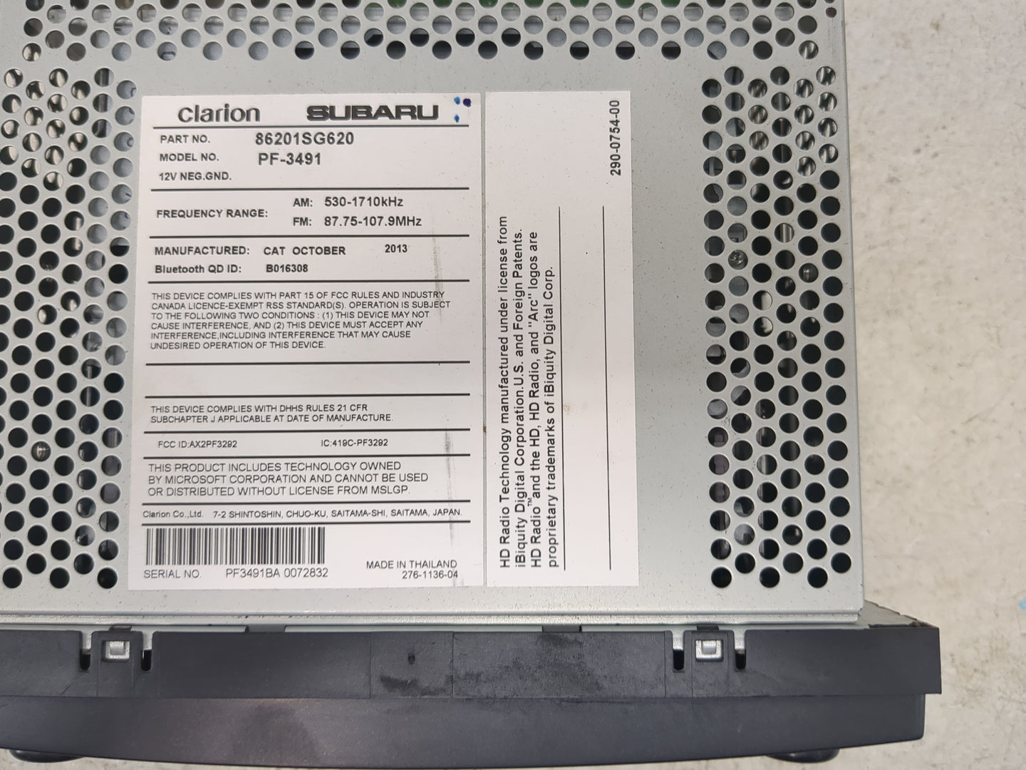 2014 Subaru Forester Radio AM FM Cd Player Receiver Replacement P/N:86201SG620 PF-3491, AX2PF3292, 419C-PF3292 Fits OEM Used