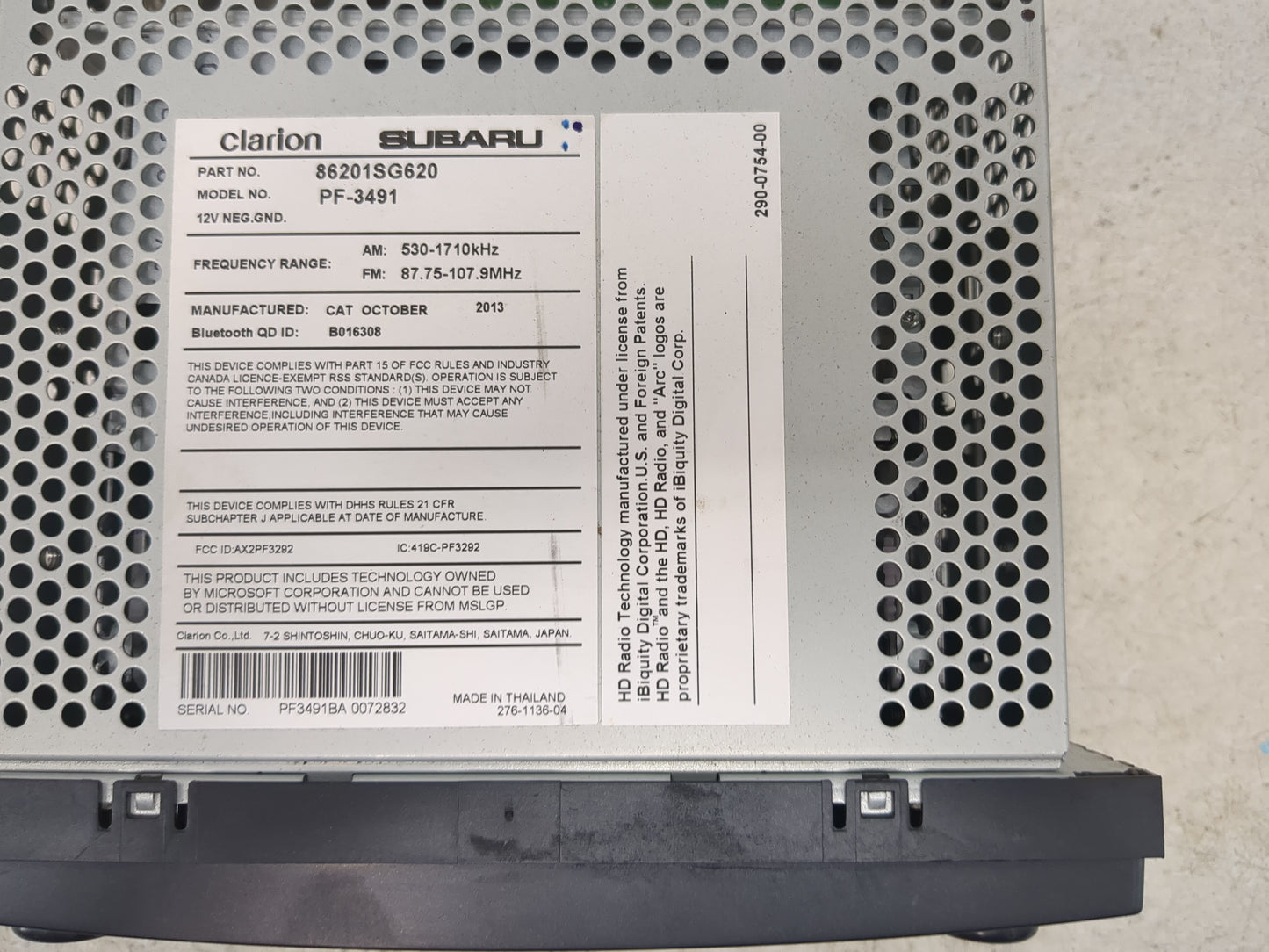 2014 Subaru Forester Radio AM FM Cd Player Receiver Replacement P/N:86201SG620 PF-3491, AX2PF3292, 419C-PF3292 Fits OEM Used