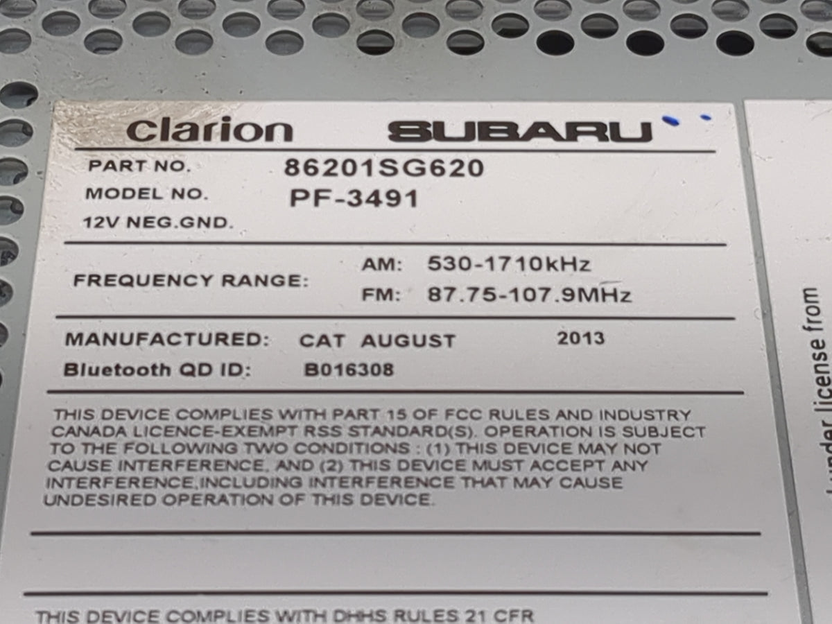2014-2015 Subaru Forester Radio AM FM Cd Player Receiver Replacement P/N:86201SG620 PF-3491, 86273SG230 Fits Fits 2014 2015 